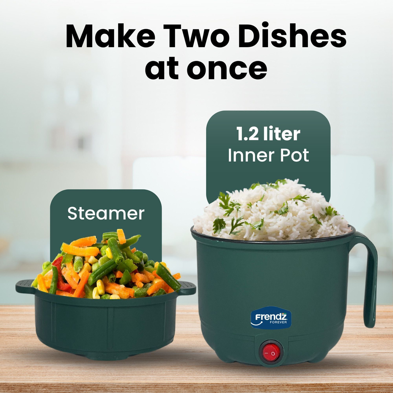Image of Frendz Multi Kettle 1.2 L | with Steamer & Egg Tray Attachment | Egg, Tea, Noddles Multi Cooker Electric Kettle