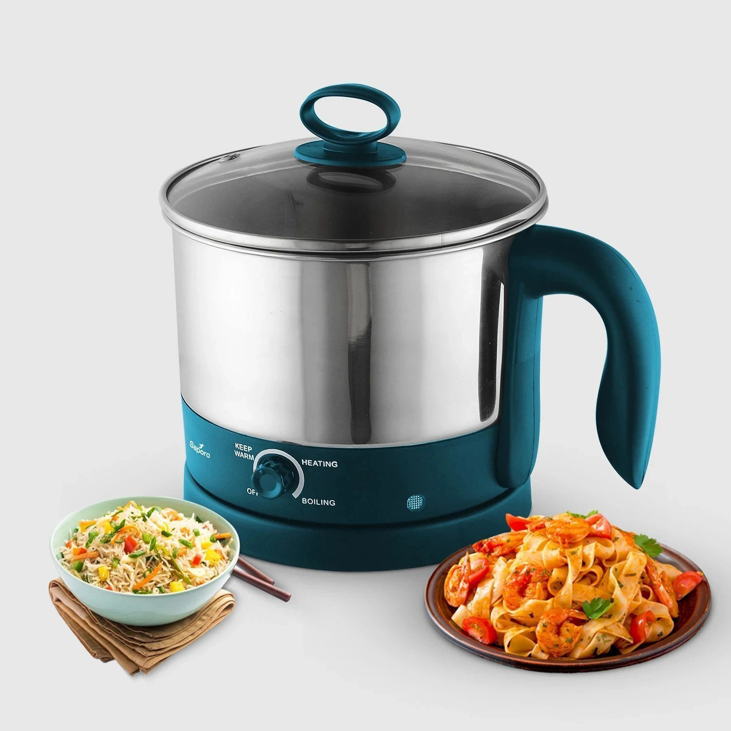 Image of SAPORO FlexiPro Electric Multipurpose Kettle with Stainless Steel Body, 600W Multi Cooker Electric Kettle