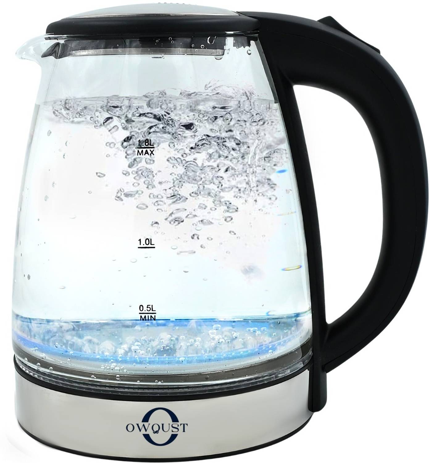 Owqust Electric Glass Kettle Borosilicate Body with LED Illuminat