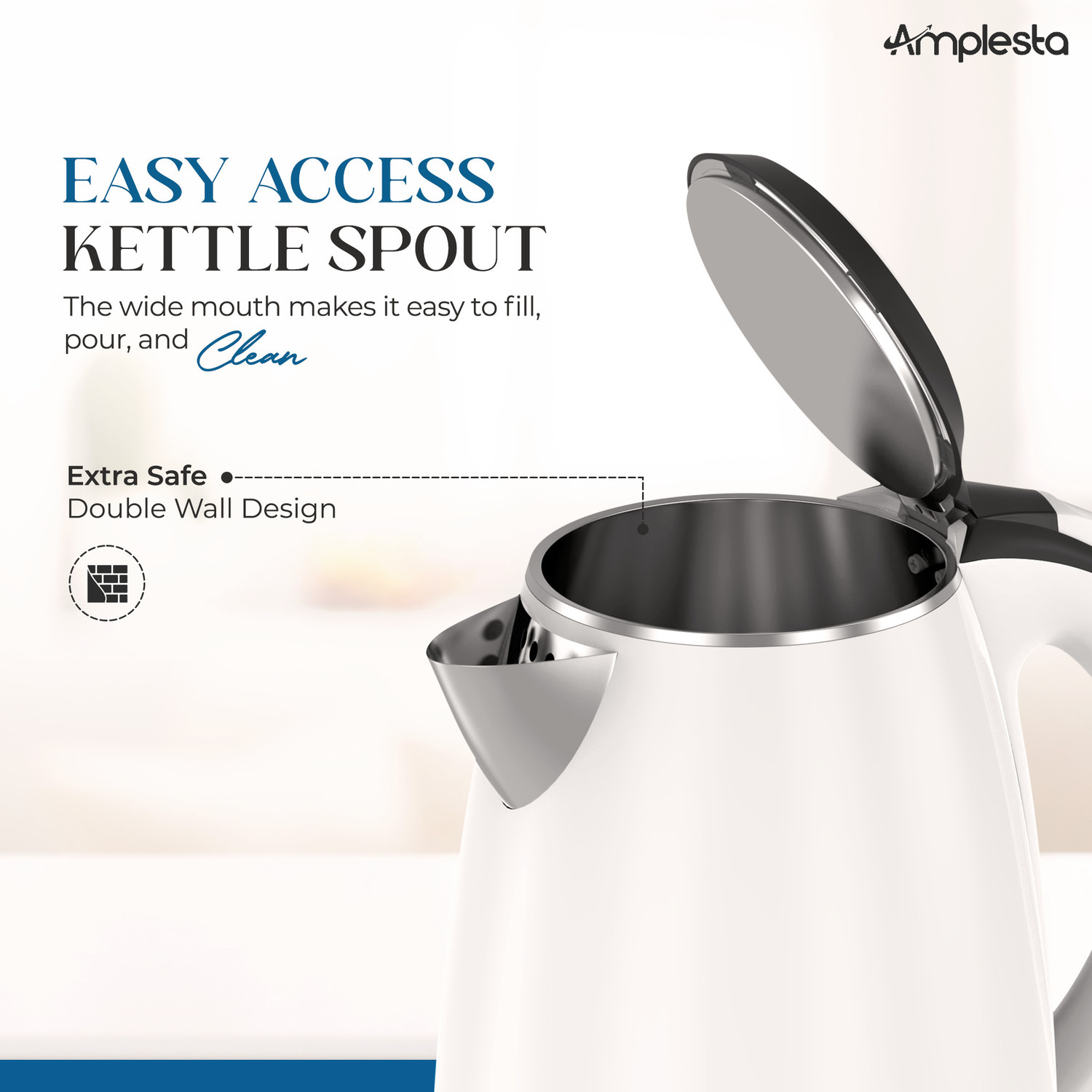 Image of Amplesta Premium 1.5L Cool Touch Double wall Designer Electric Kettle