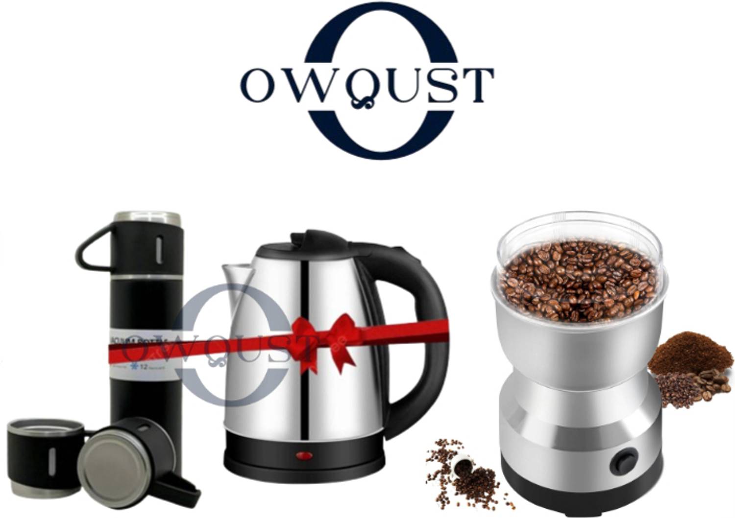 Owqust Vacuum Flask Set & Nima Mixer Grinder & Electric Kettle (1