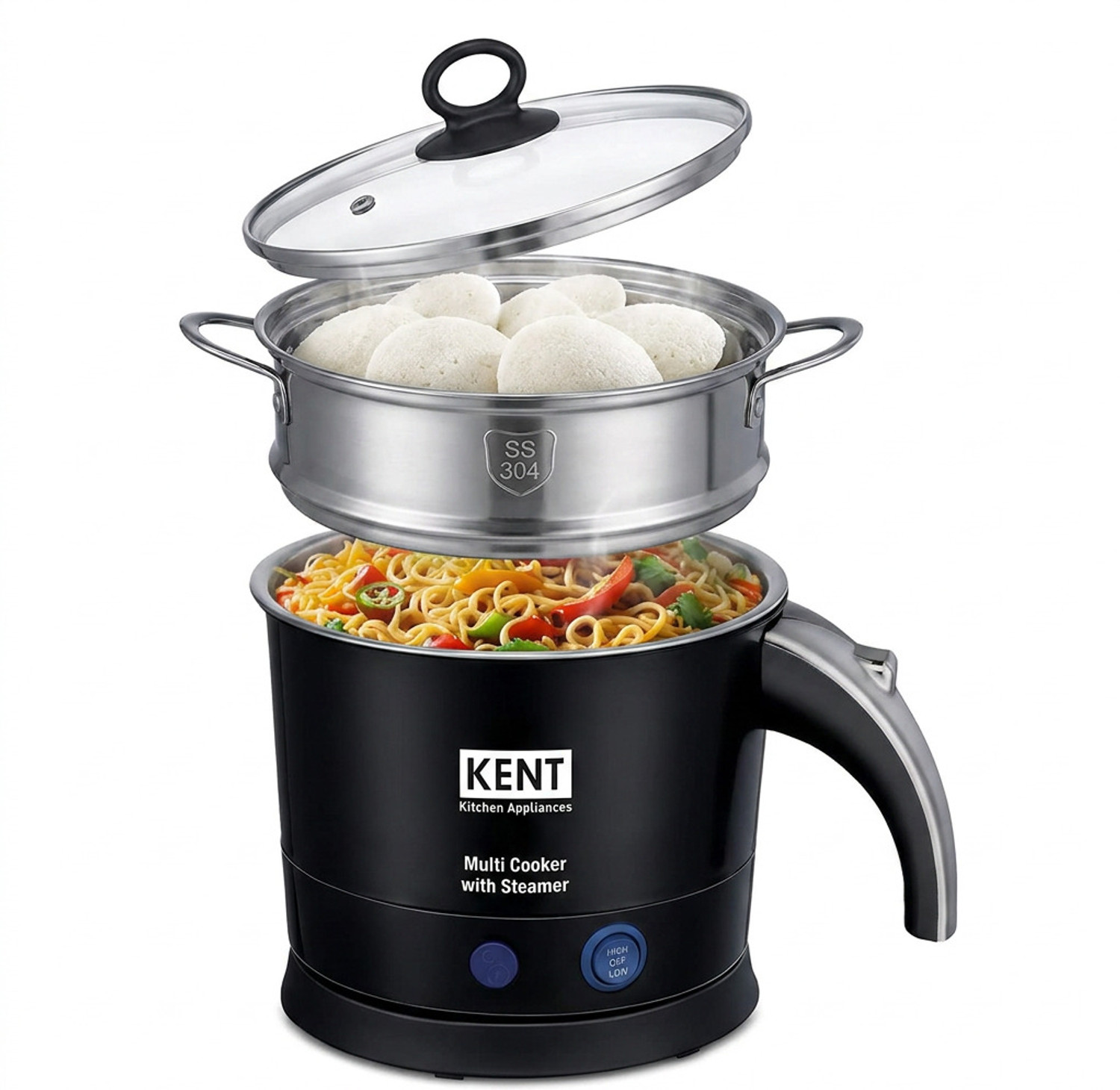 Image of KENT Electric Multicooker /Kettle with Steamer | 800W | Boiling of Water, Tea,Eggs | Multi Cooker Electric Kettle