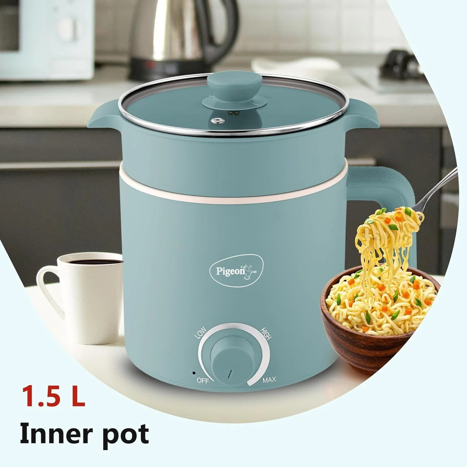 Image of Pigeon Multipurpose Electric Kettle & Multi Cooker (600W) Multi Cooker Electric Kettle