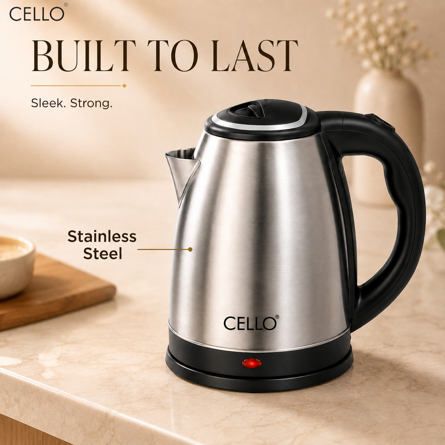 Image of cello HeatPro Portable Kettle for Home, Office | Auto Shut-Off with Wide Mouth | 1500W Electric Kettle