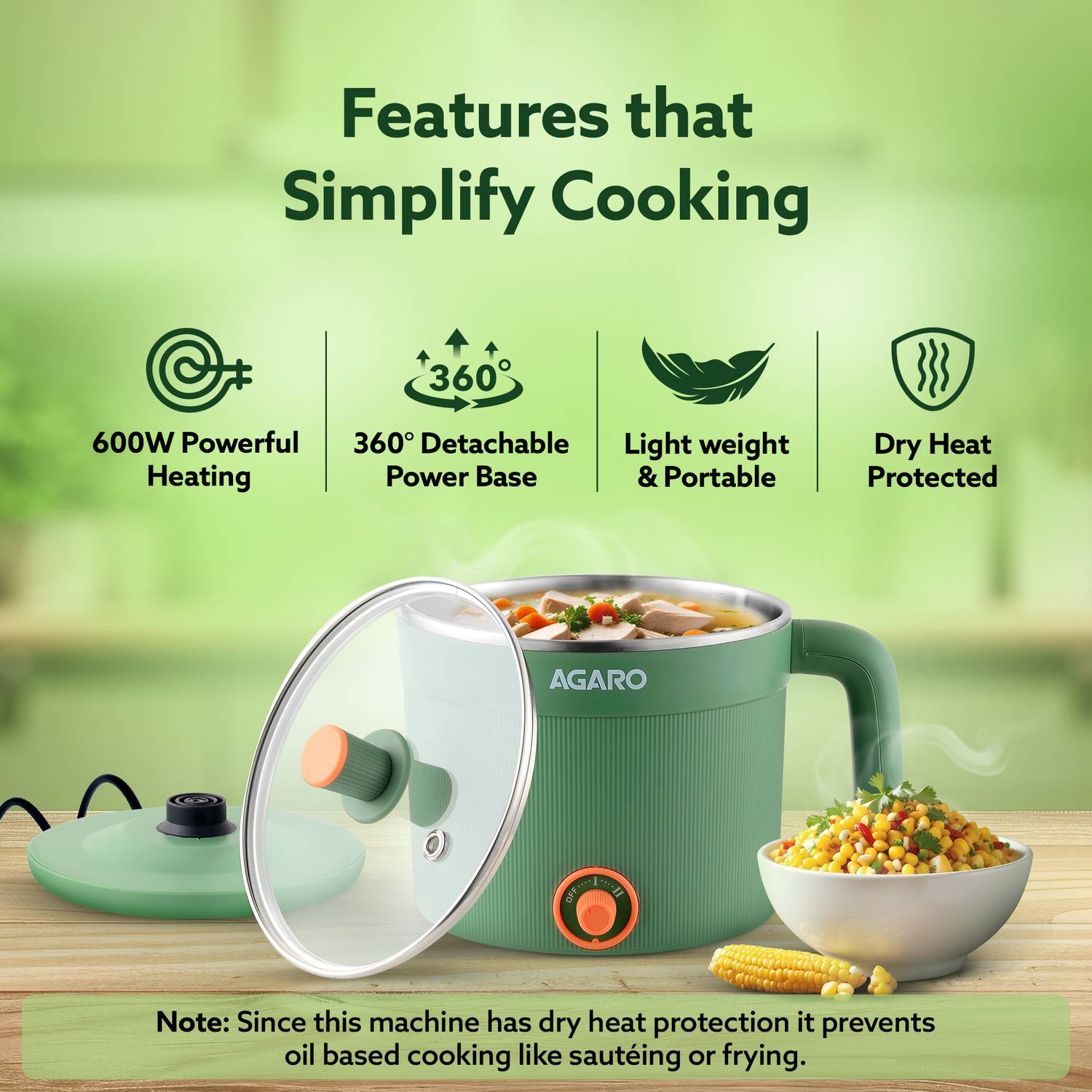 AGARO Regency Multi Cook Kettle 1.2L - Image 3