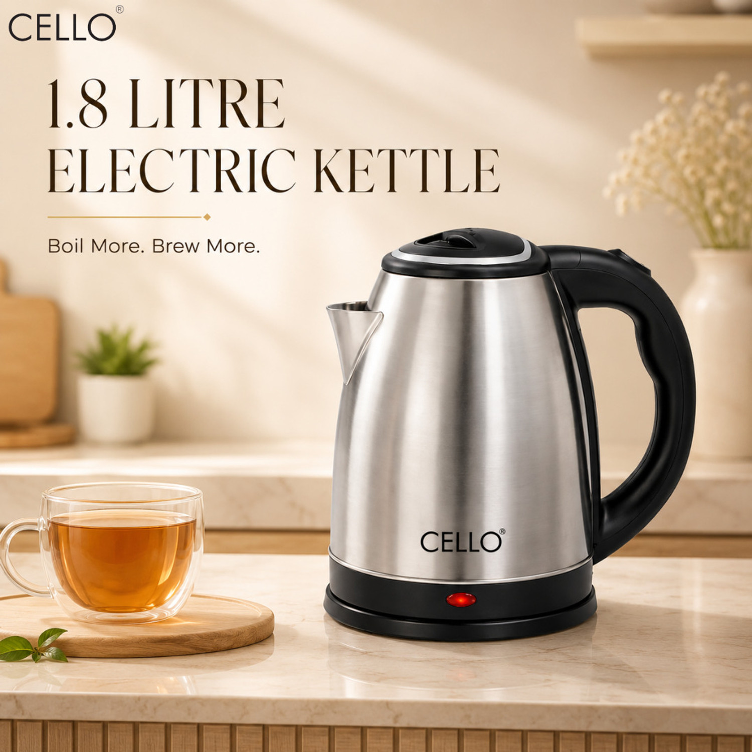 Image of cello HeatPro Portable Kettle for Home, Office | Auto Shut-Off with Wide Mouth | 1500W Electric Kettle