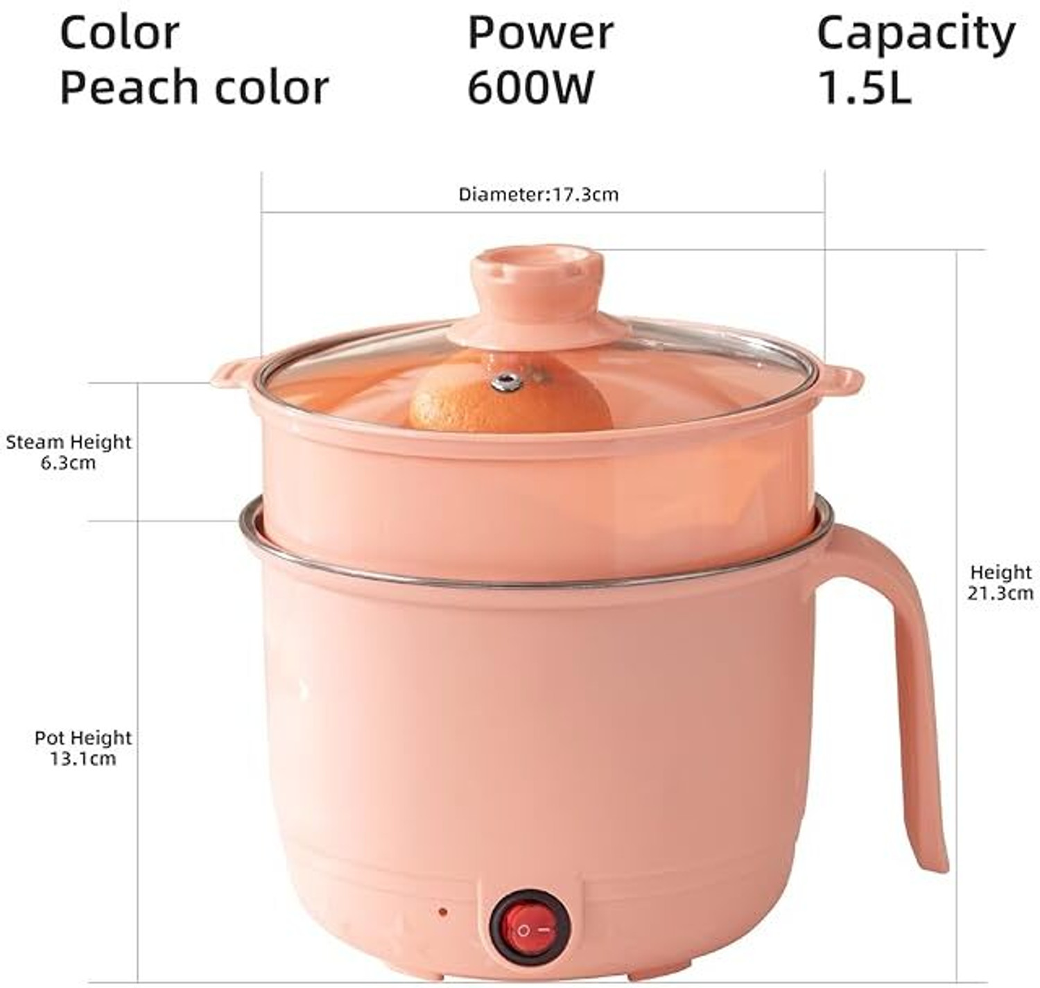 Image of BLANK LOOK Electric Multifunction Cooking Pot 1.5 Litre Multi-Purpose Cooker Deep Fryer, Egg Boiler, Egg Cooker, Food Steamer, Rice Cooker, Slow Cooker, Travel Cooker