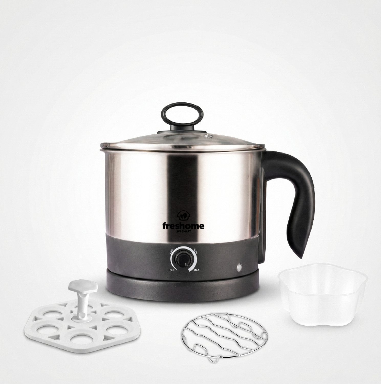 Image of Freshome 1.2L Stainless Steel Multi Electric Kettle 600W for Noodles, Soup & Eggs Multi Cooker Electric Kettle
