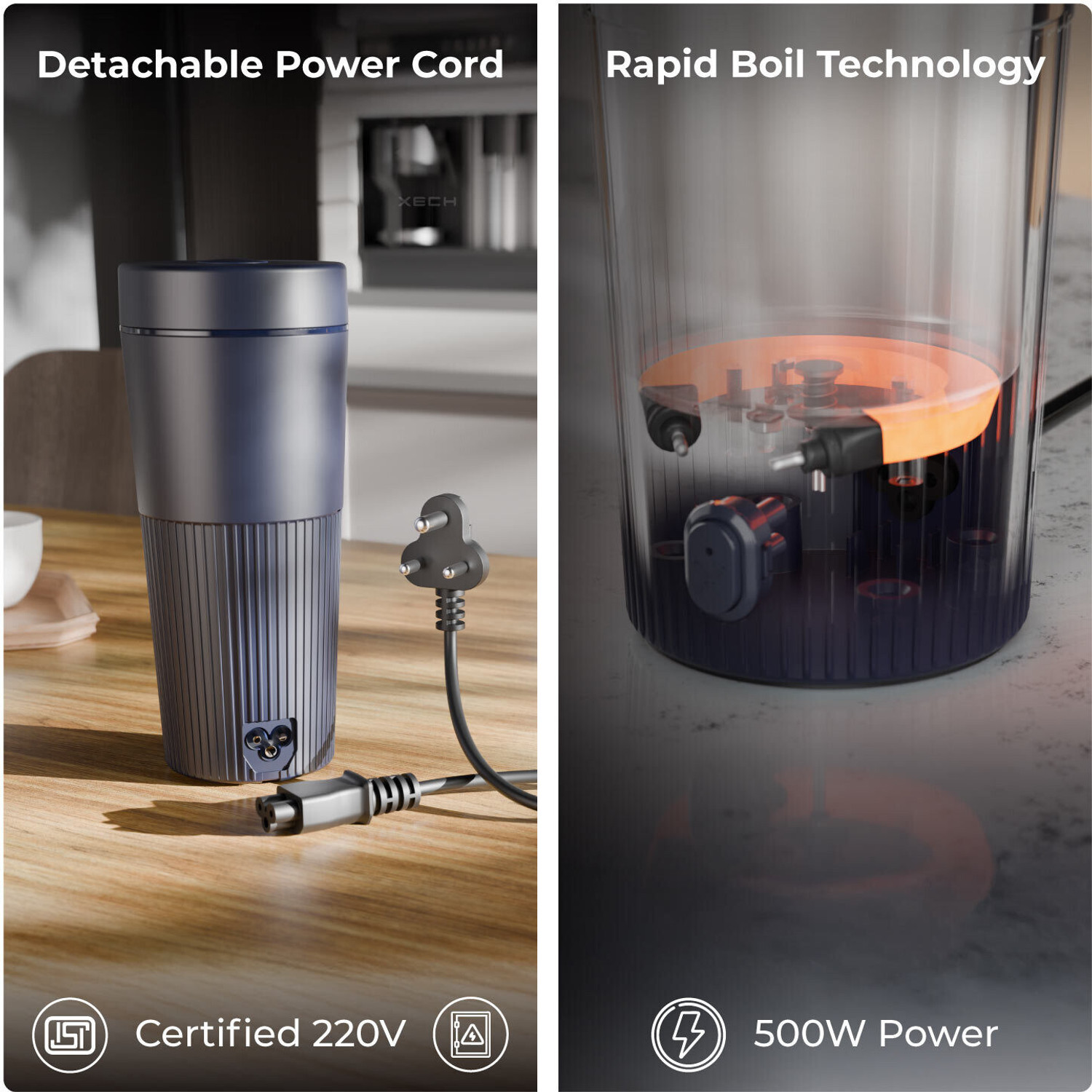 Image of xech Portable Electric Kettle for travel Cool Touch, ABS body, Hydroboil PRO X-407 Electric Kettle