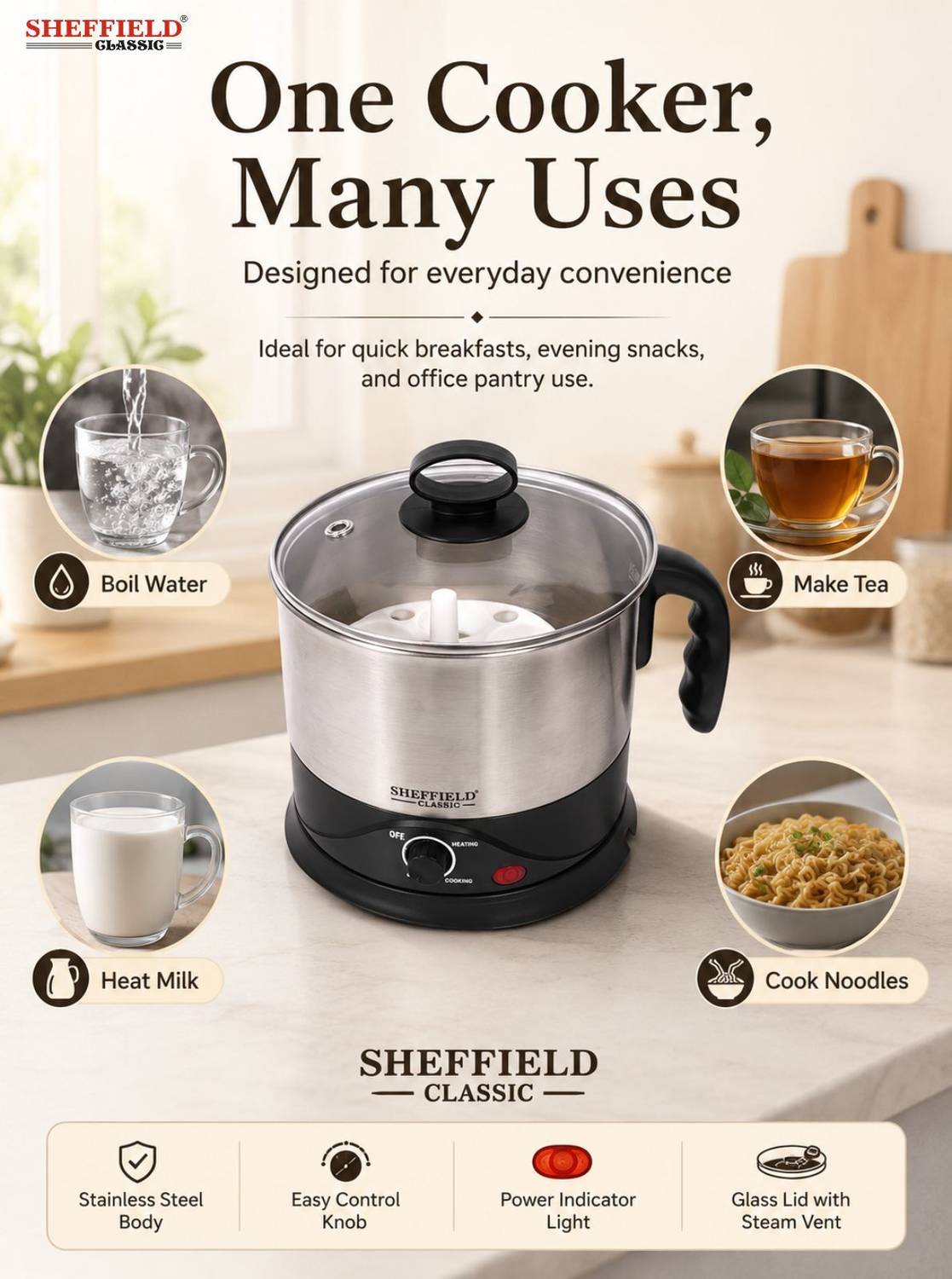 Sheffield Classic Multipurpose Kettle Multi Cooker - Image 2