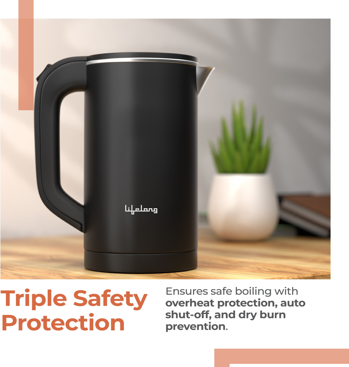 Image of Lifelong LLEKP03 Electric Kettle (0.8 L, Black)
