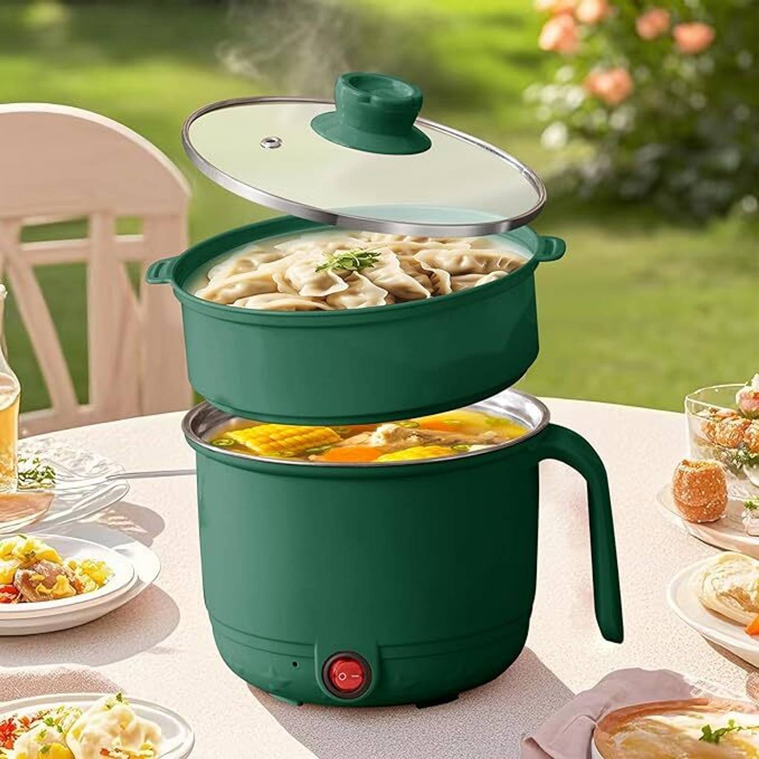 Sahaj Enterprise Multi-Functional Electric Cooking Pot with Steamer Rice Cooker, Slow Cooker, Travel Cooker, Egg Cooker — Rice & Electric Cookers