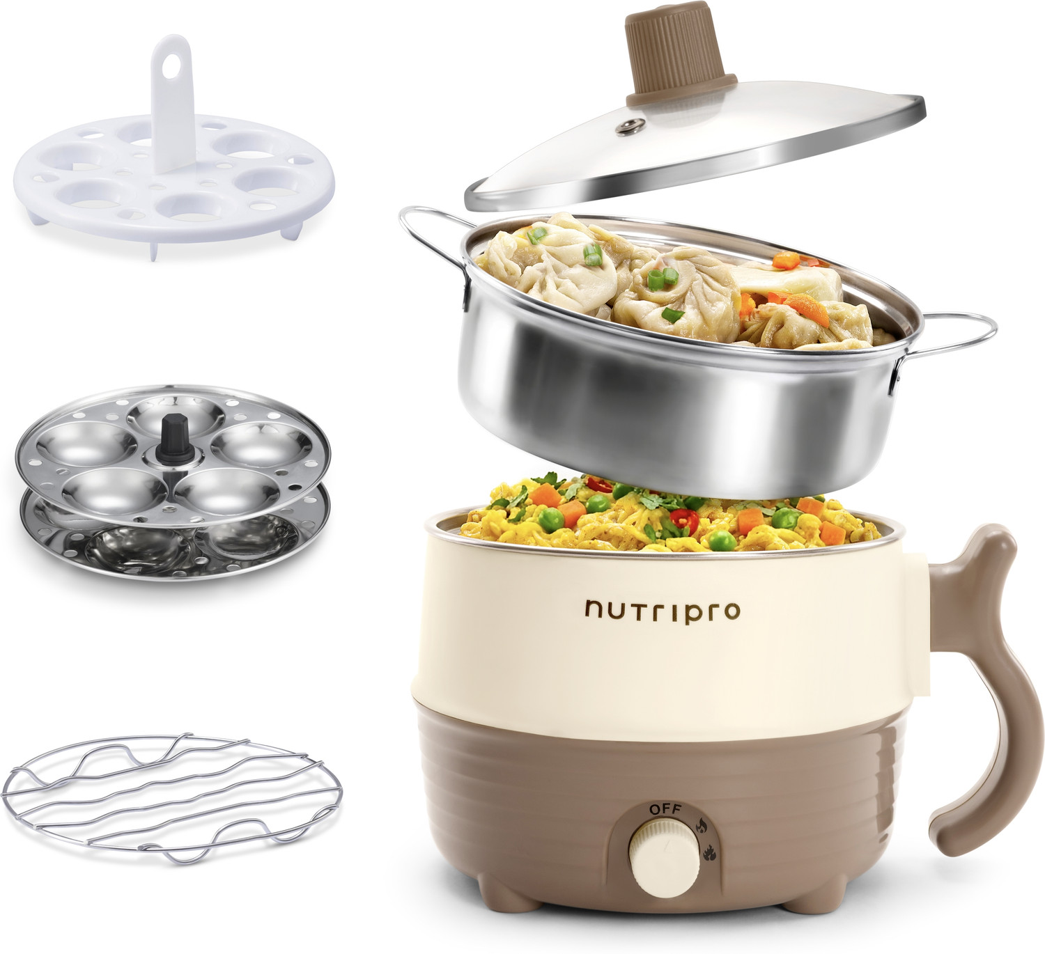 Image of NutriPro Multipurpose Steel Kettle Multi Cooker Electric Kettle
