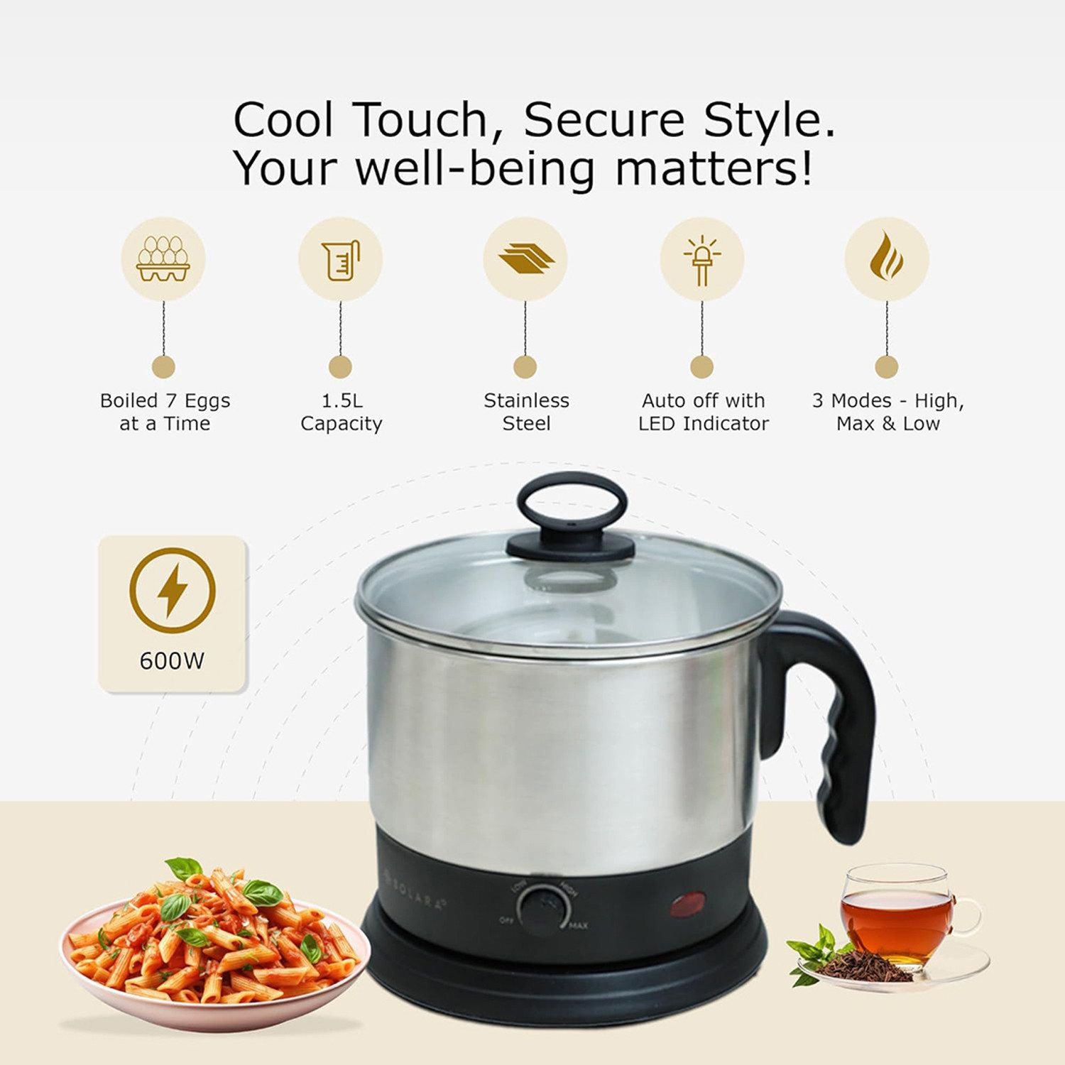 Image of Solara Stainless Steel Electric Kettle