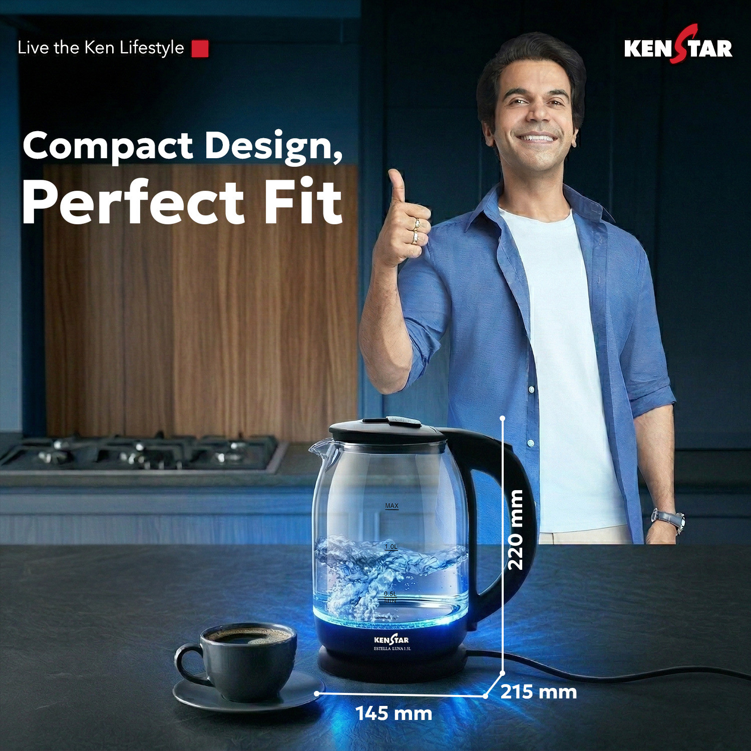 Image of Kenstar Estella Luna 1.5 L Electric Kettle
