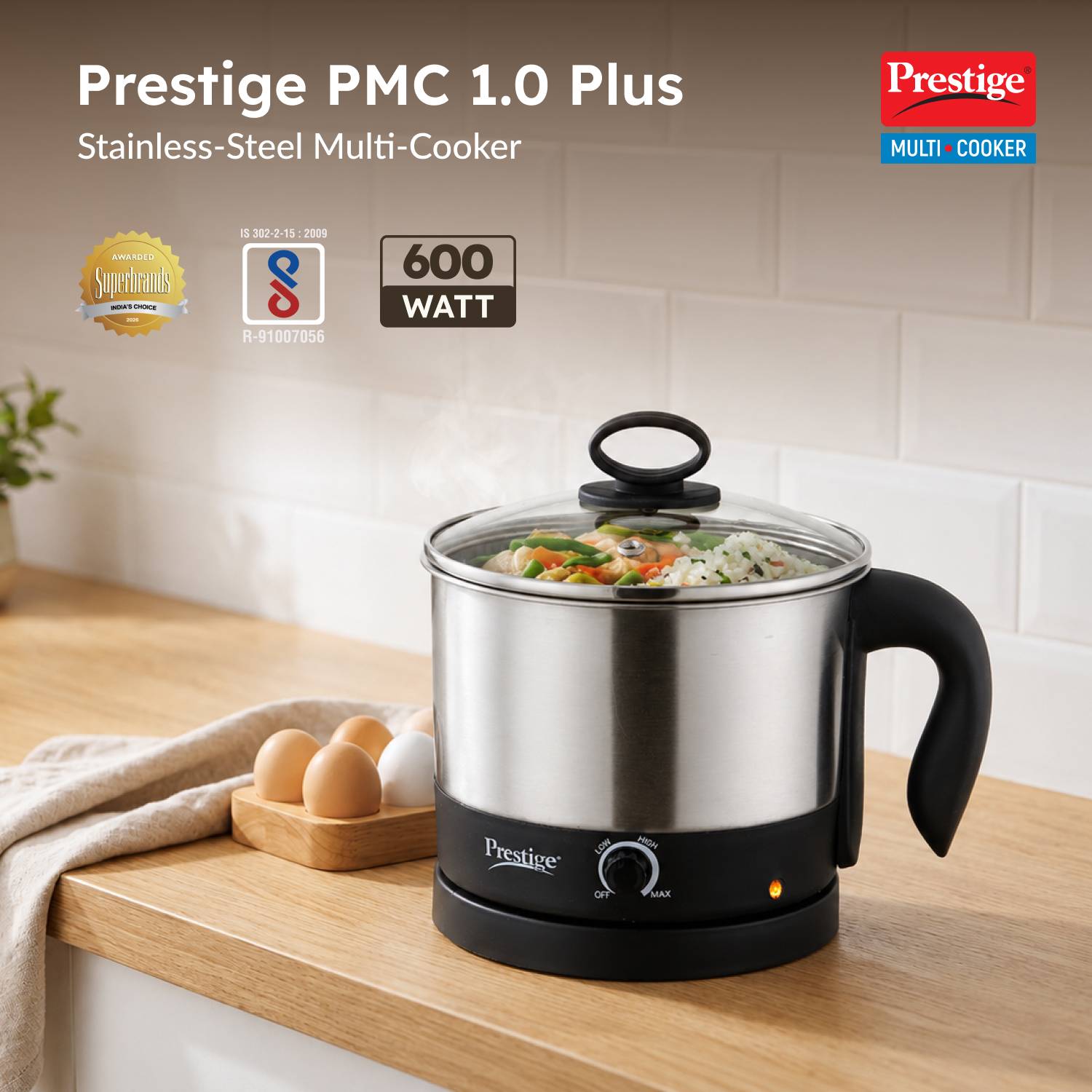 Prestige PMC 1+ Multi Cooker Electric Kettle Silver - Image 2