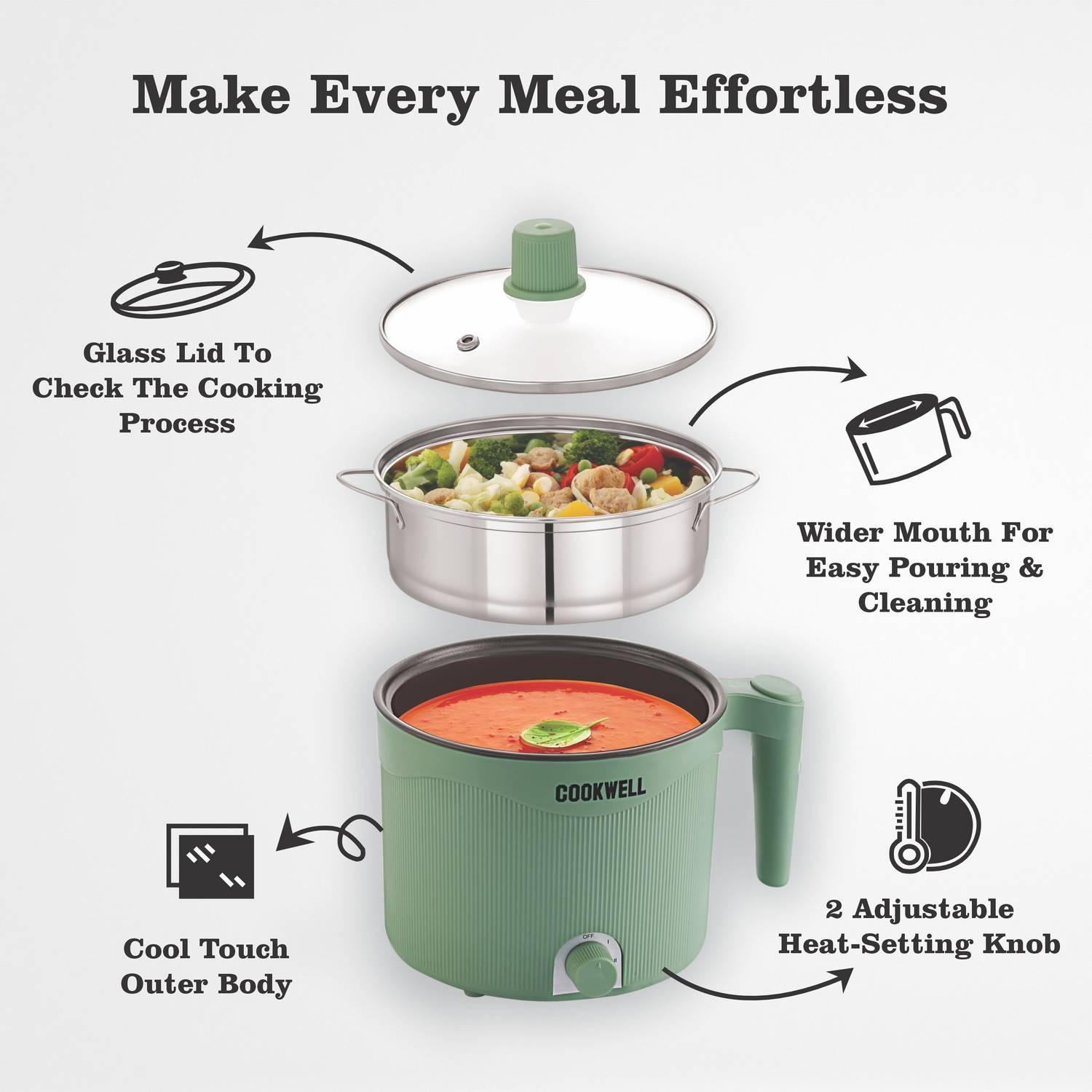 Cookwell Multipurpose Nonstick Kettle Multi Cooker - Image 3