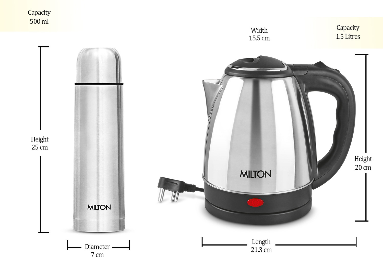 Image of MILTON Go Electric Kettle 1500 + Flip lid 500 Bottle Beverage Maker