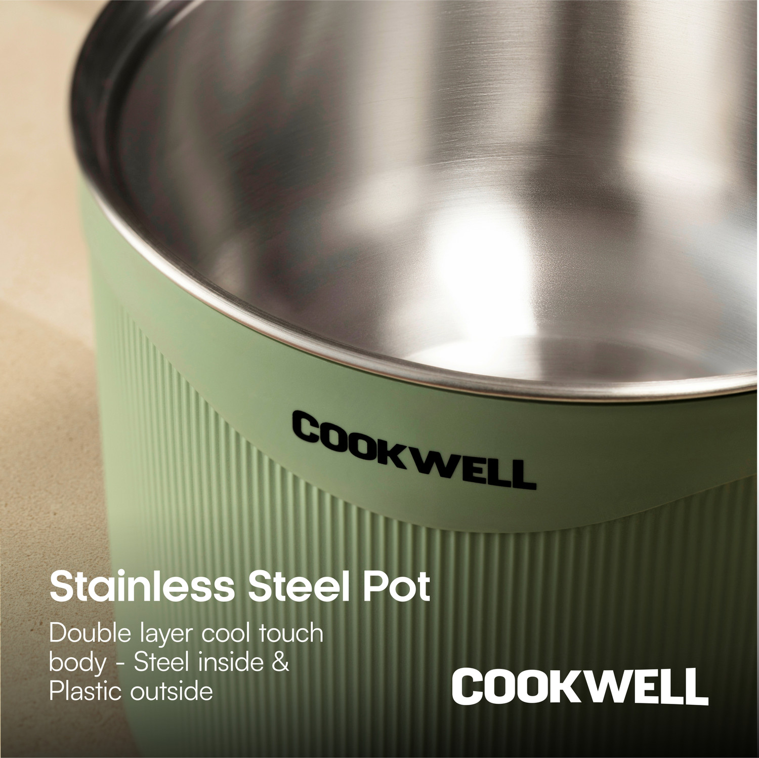 Image of cookwell Multipurpose Steel Kettle Multi Cooker Electric Kettle