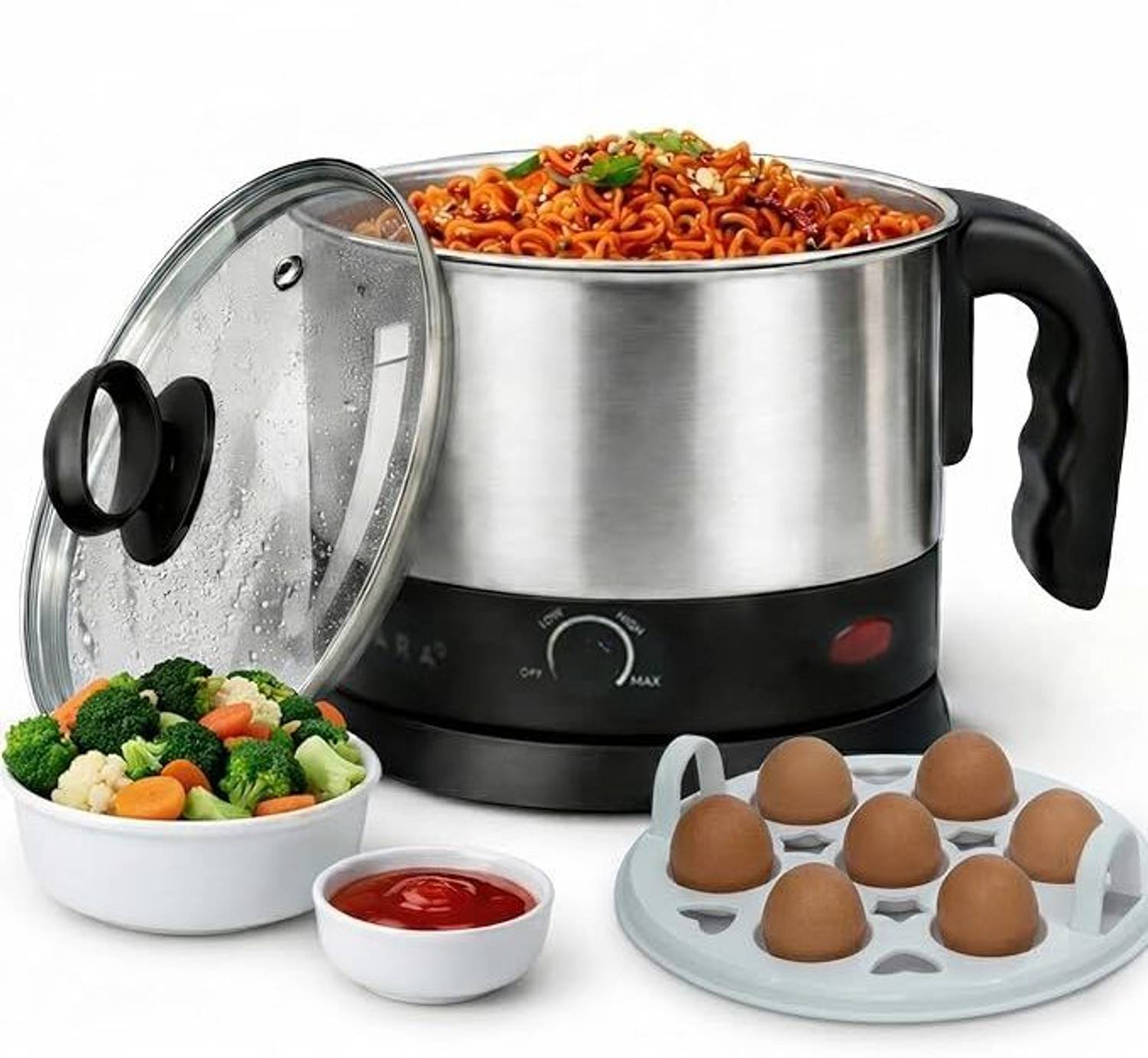 Solara Multipurpose with Glass Lid, 3 Boiling Modes Electric Kettle