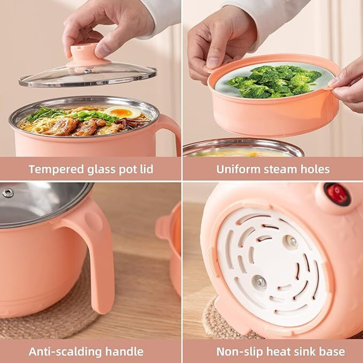 Image of BLANK LOOK Electric Multifunction Cooking Pot 1.5 Litre Multi-Purpose Cooker Deep Fryer, Egg Boiler, Egg Cooker, Food Steamer, Rice Cooker, Slow Cooker, Travel Cooker