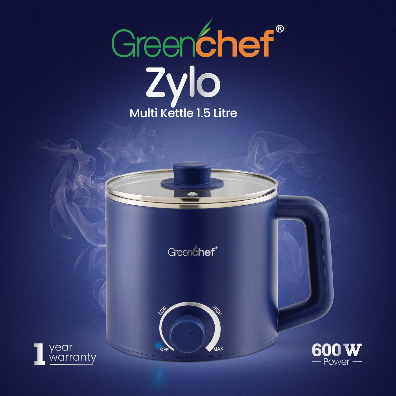 Image of Greenchef Multi Electric Kettle 1.5 Litre capacity Zylo 600Watts with 1year warranty Electric Kettle