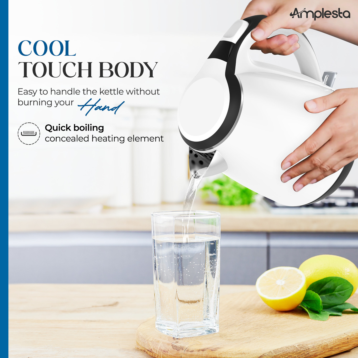 Image of Amplesta Premium 1.5L Cool Touch Double wall Designer Electric Kettle