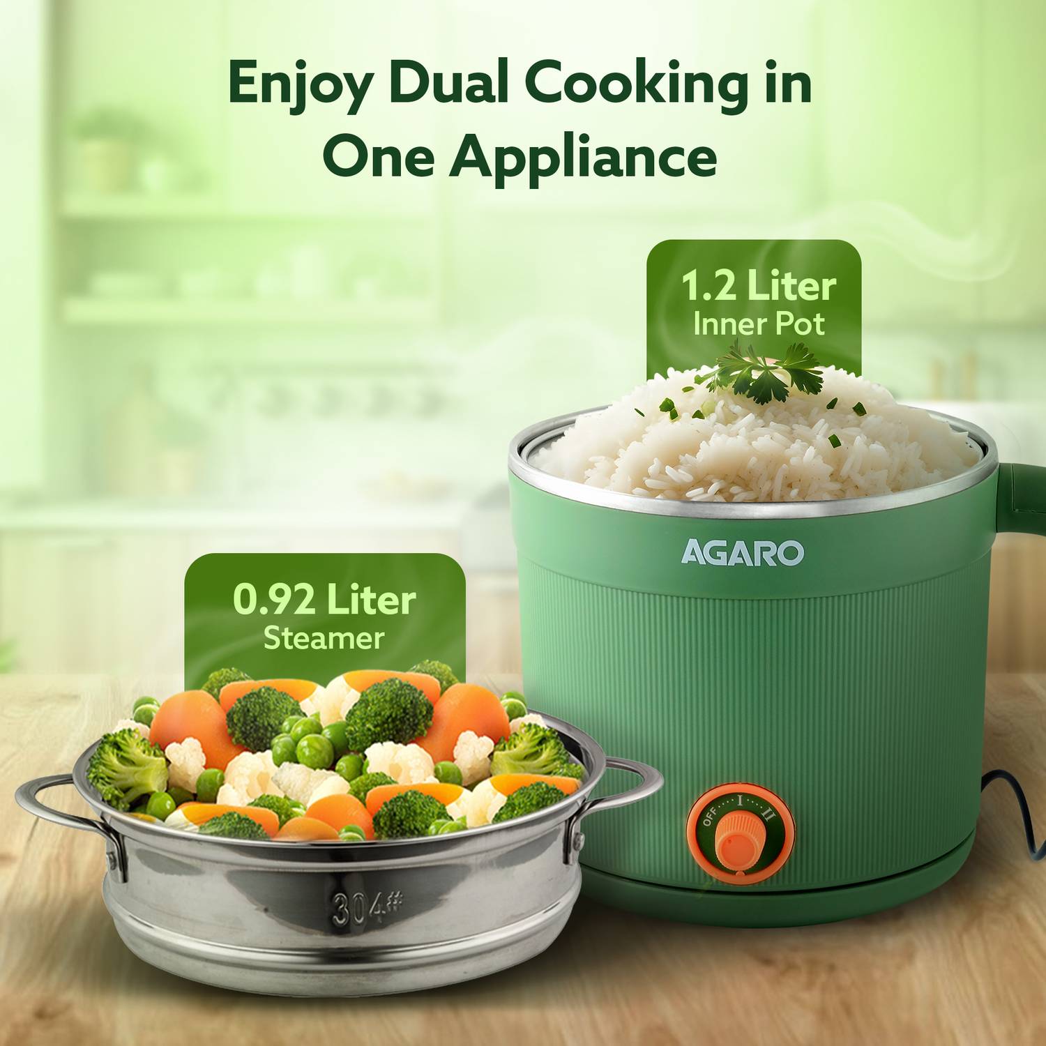AGARO Regency Multi Cook Kettle 1.2L - Image 2