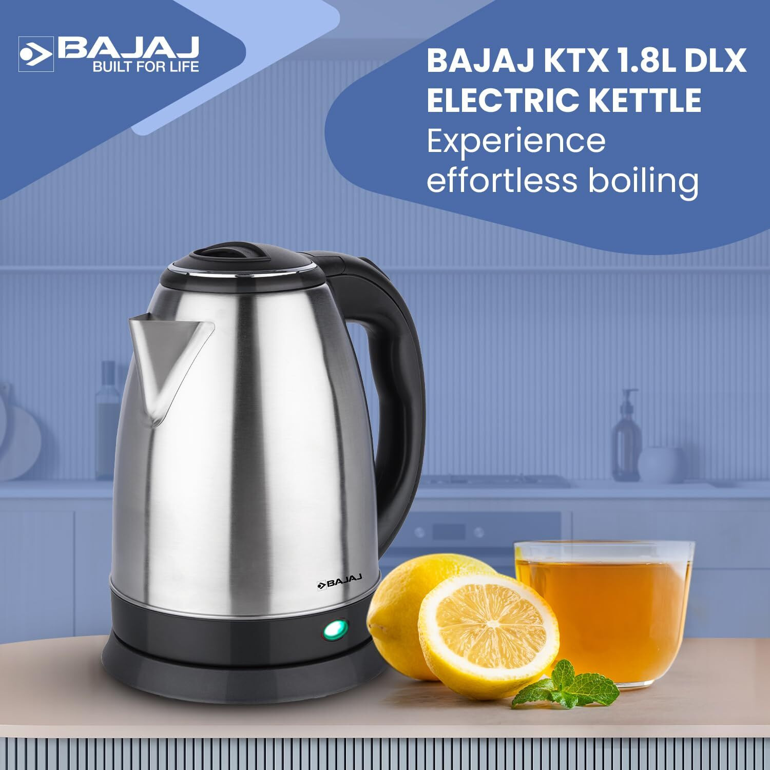 Image of BAJAJ KTX 1.8 Litre DLX Electric Kettle |1500 Watts Kettle with Stainless Steel Electric Kettle