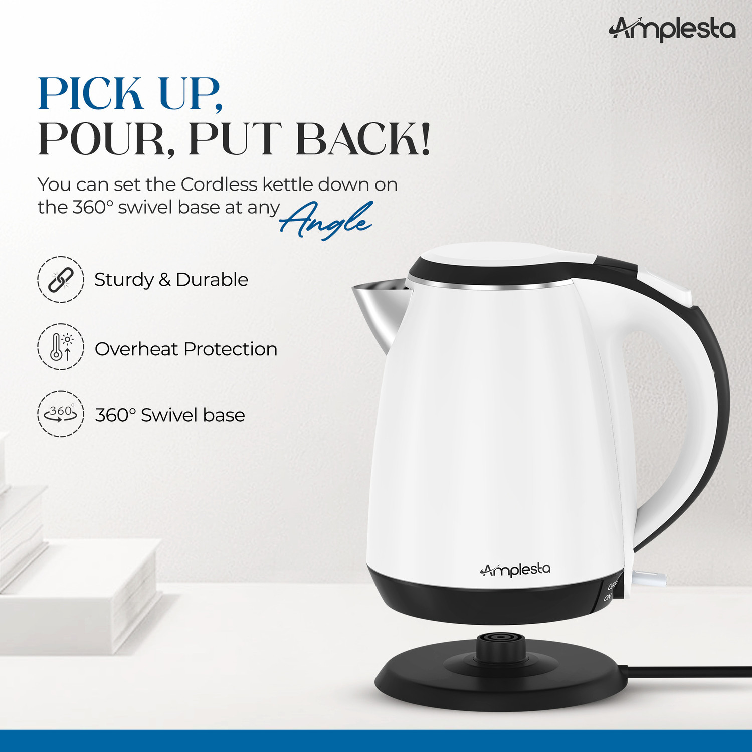 Image of Amplesta Premium 1.5L Cool Touch Double wall Designer Electric Kettle