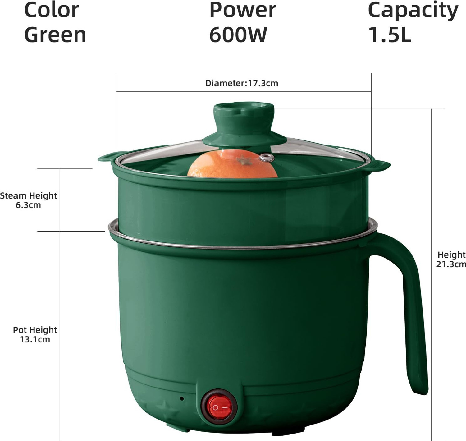 Image of DEALZONE Electric Cooking Pot & Steamer 1.5L Multi Cooker with Concealed Base Electric Pressure Cooker, Food Steamer, Rice Cooker, Travel Cooker