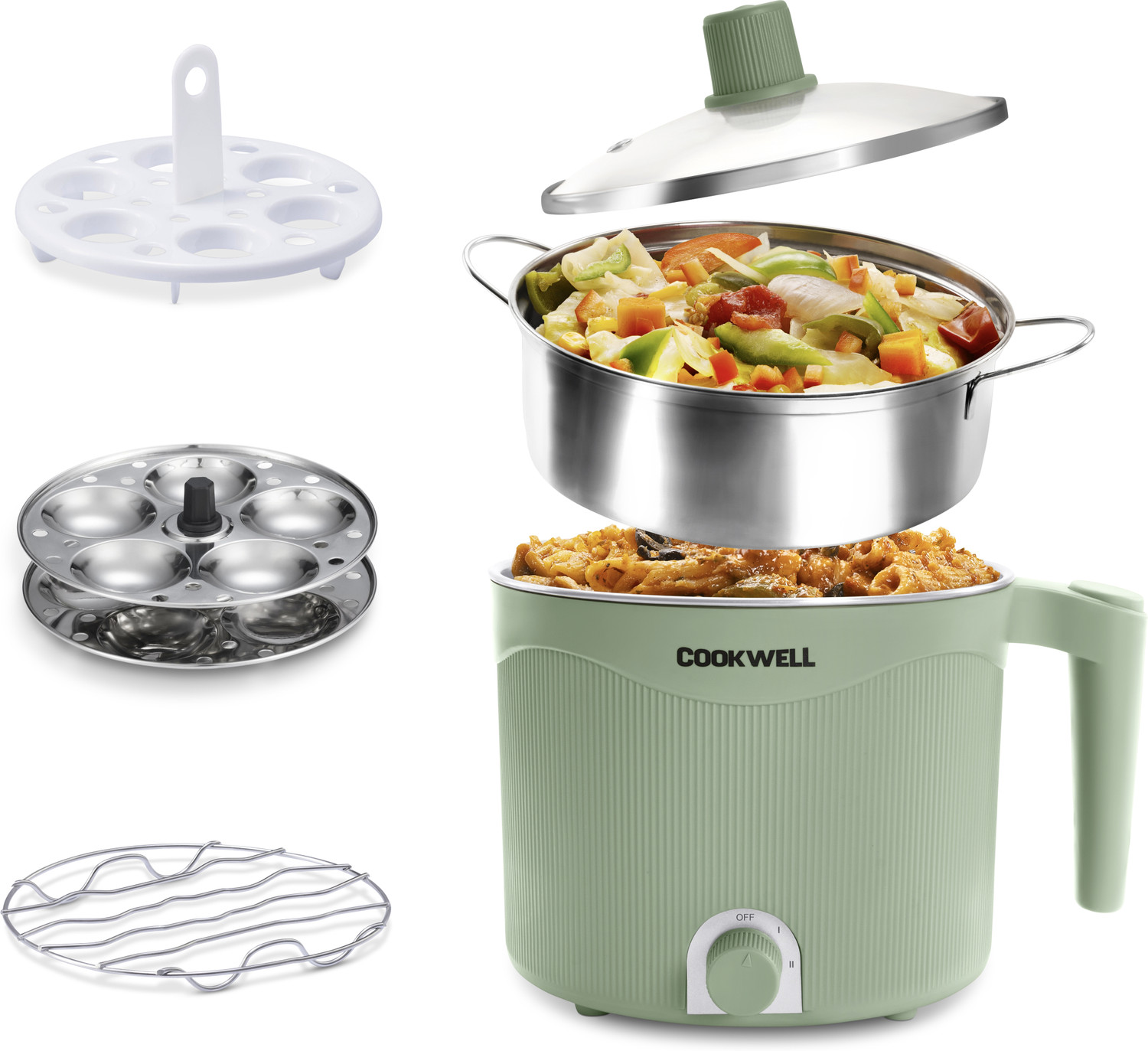 Image of cookwell Multipurpose Steel Kettle Multi Cooker Electric Kettle