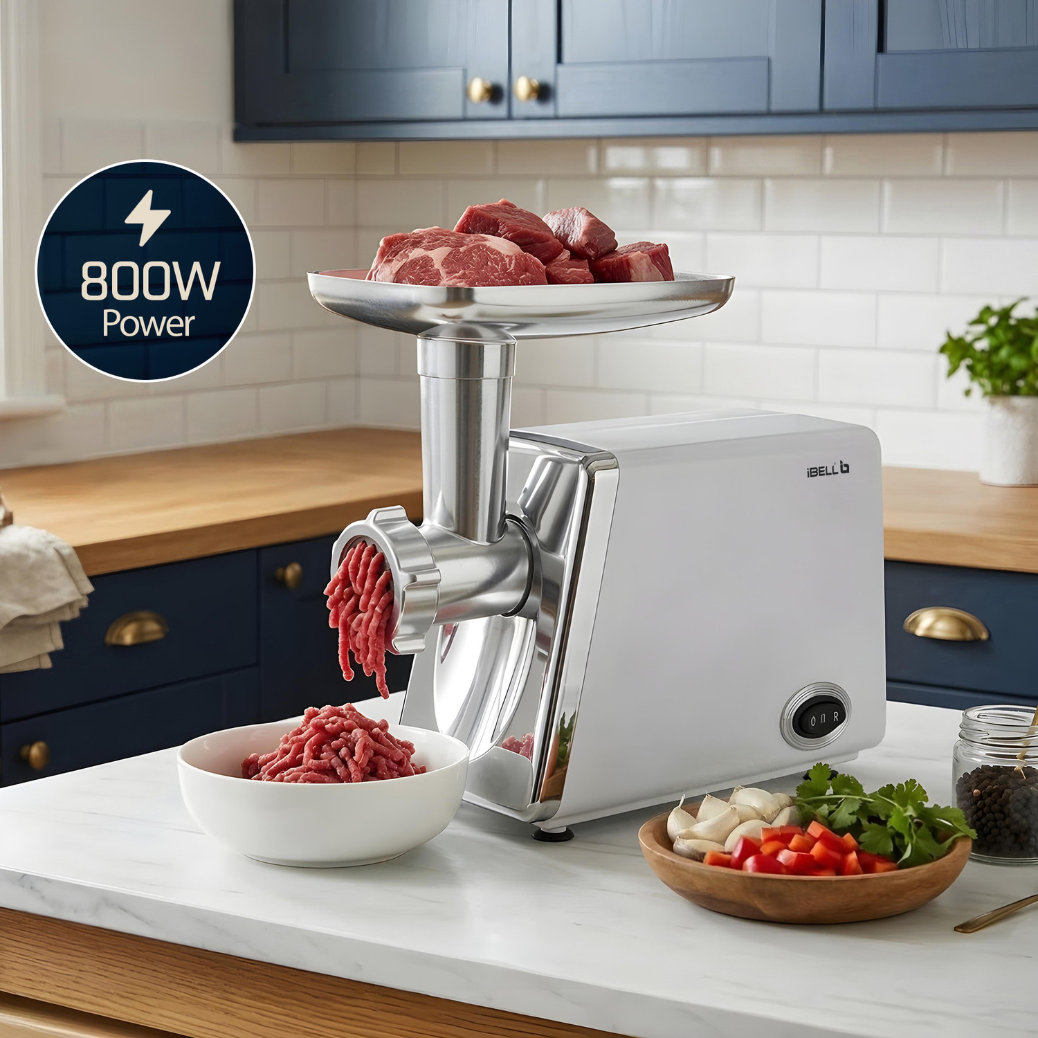 Image of iBELL MINCEPRO750 800W Steel Meat Grinder, Heavy Duty Mincer with Attachments Electric Meat Grinder