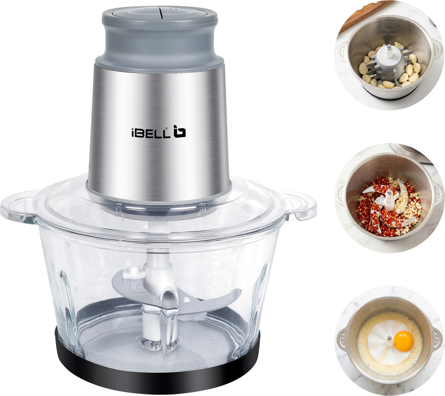 Image of iBELL MT200GPRO 700W Chopper, 2L Glass Bowl, Multi-Purpose with Accessories Electric Meat Grinder
