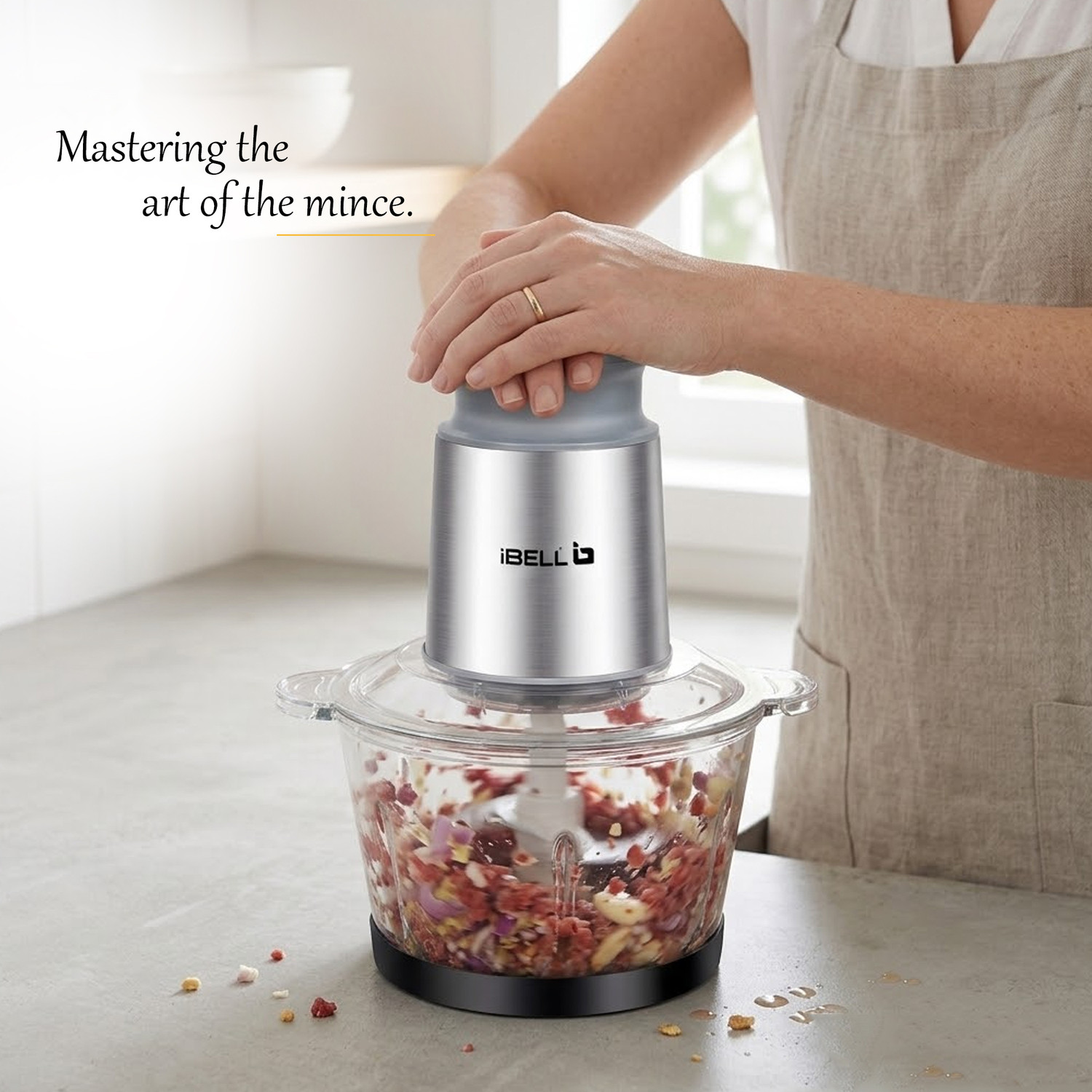 Image of iBELL MT200GPRO 700W Chopper, 2L Glass Bowl, Multi-Purpose with Accessories Electric Meat Grinder