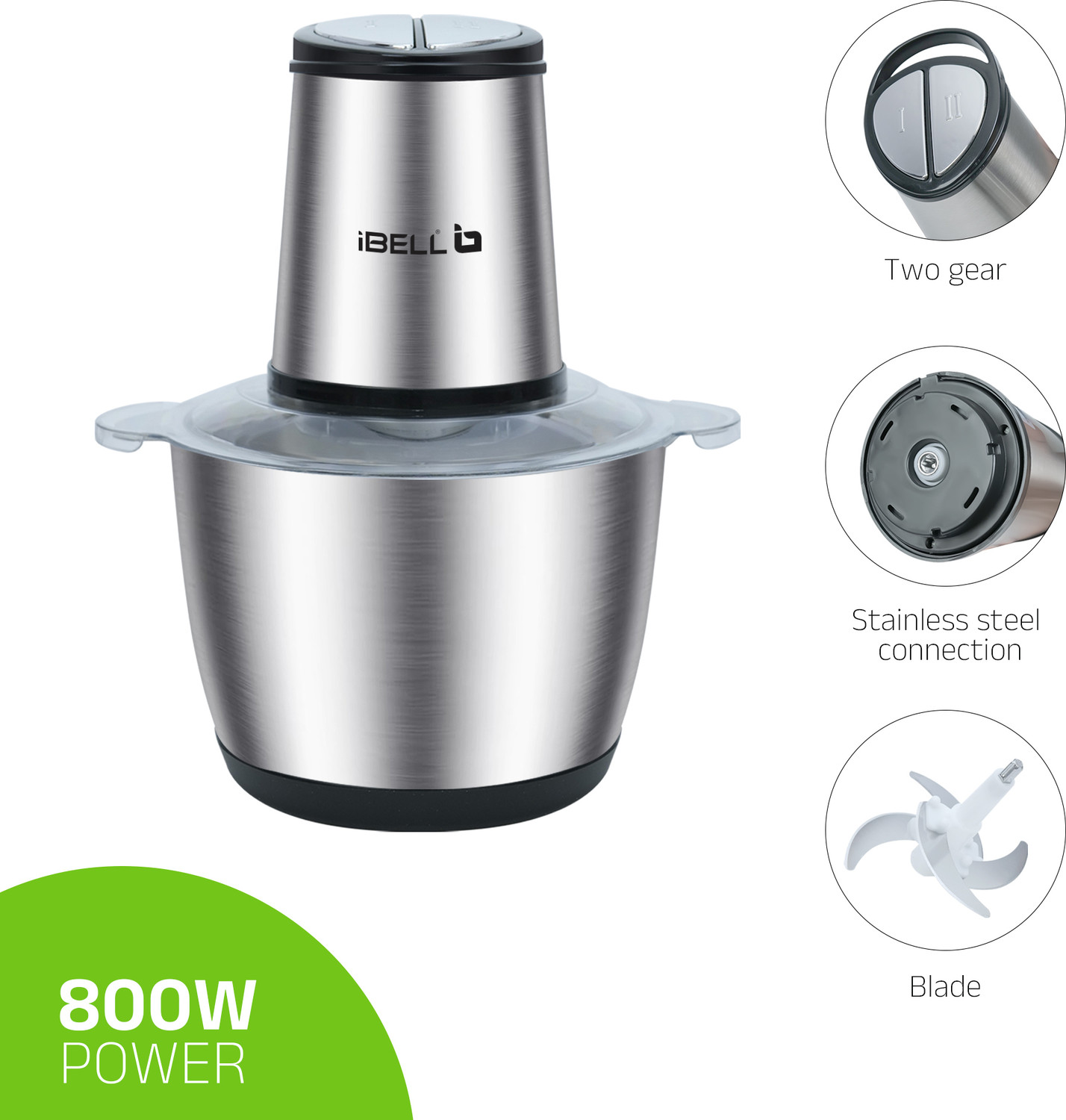 Image of iBELL MT300SM Electric chopper 3L SS Bowl,800W, Multi Purpose for Meat /Vegetables /Nuts Electric Meat Grinder