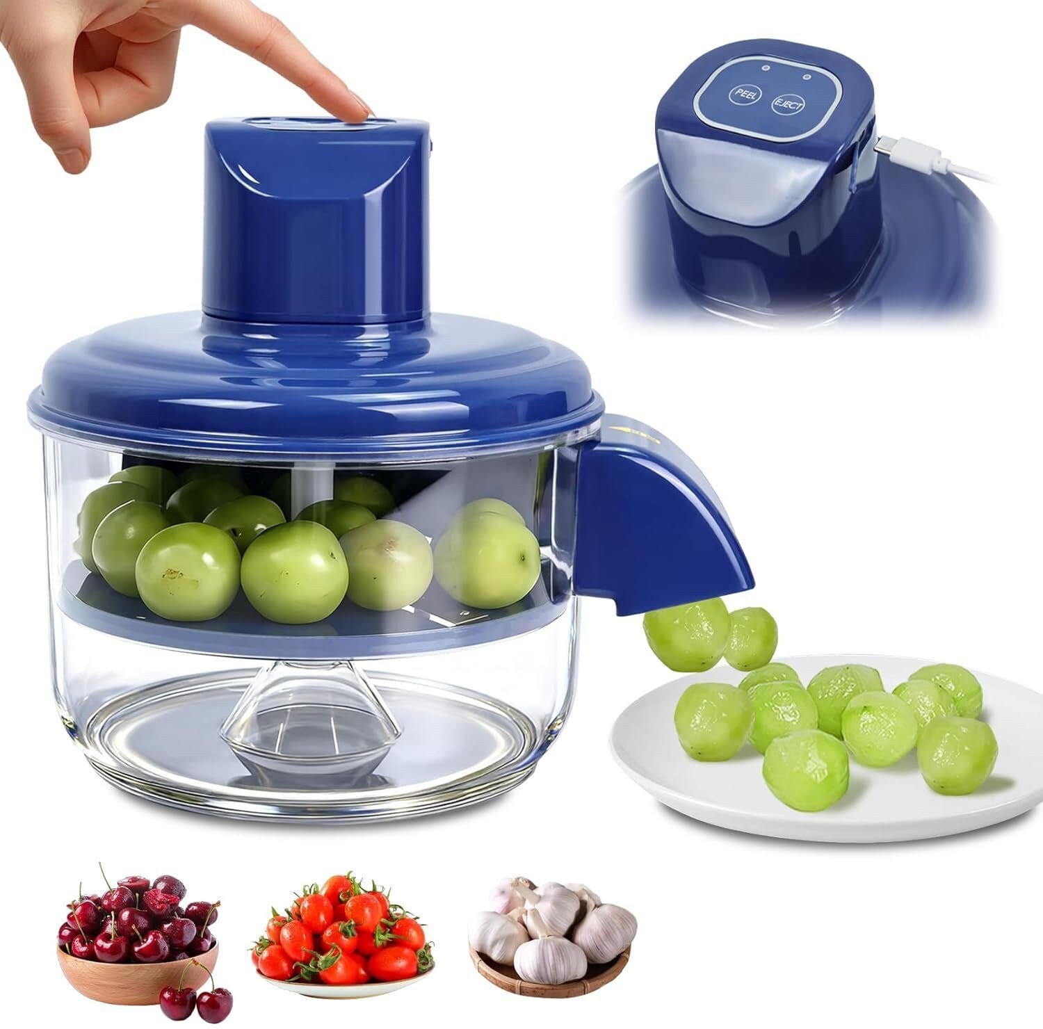 Image of opriQ Electric Grape Peeling Machine, Garlic Peeler Machine,Effortless Peeling Tool Electric Peeler