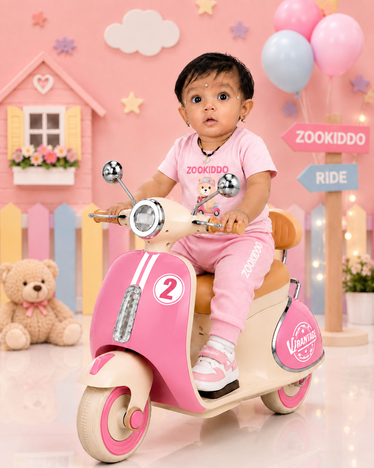 Image of ZOOKIDDO ZK-6188 Scooter Battery Operated Ride On (Pink)