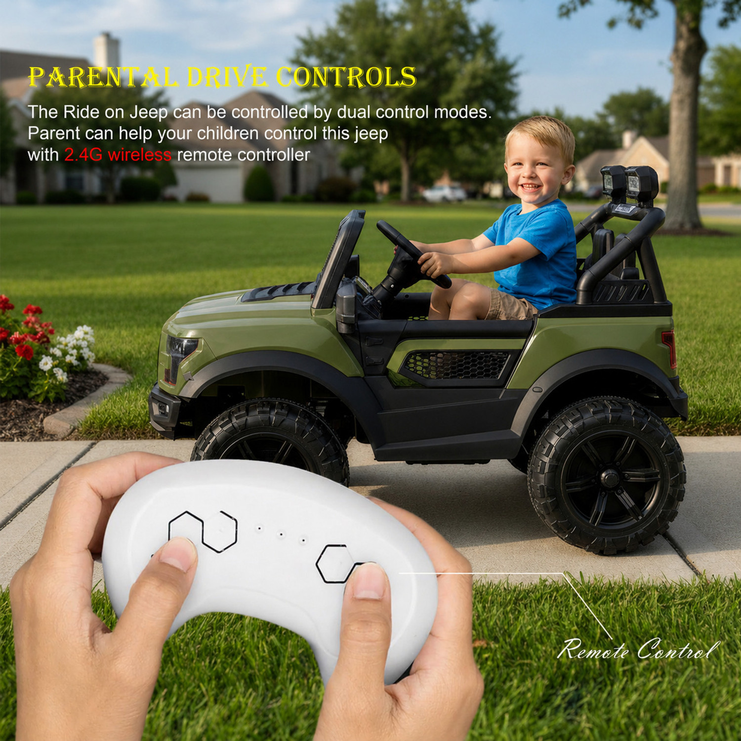 Image of Jammbo POBO Rechargeable(2-8Yrs) Kids Electric Jeep with Bluetooth,Music,Light & Remote Jeep Battery Operated Ride On