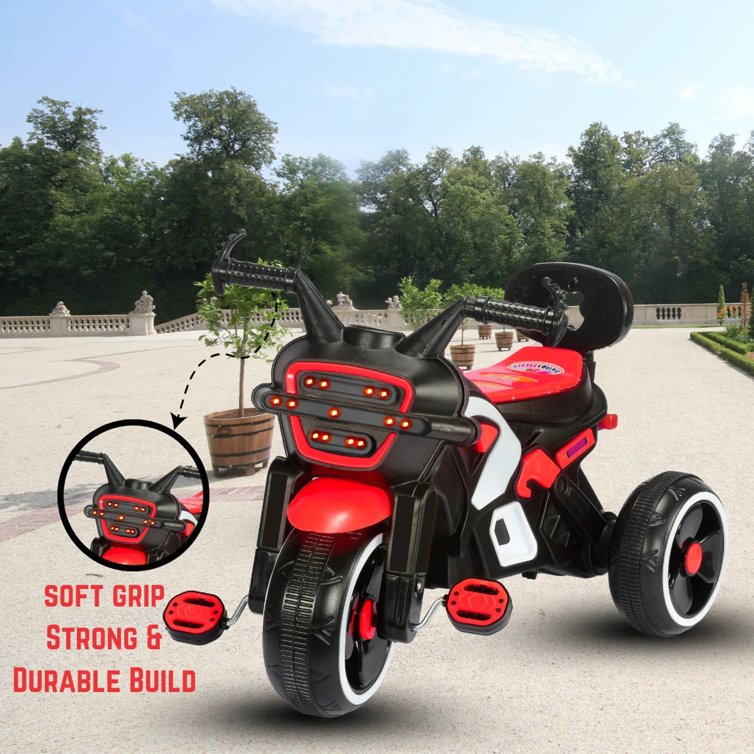 Image of Little Olive RideOn Ranger Bike Pedal Tricycles for Kids 1-3 Years Rideons & Wagons Battery Operated Ride On (Red)