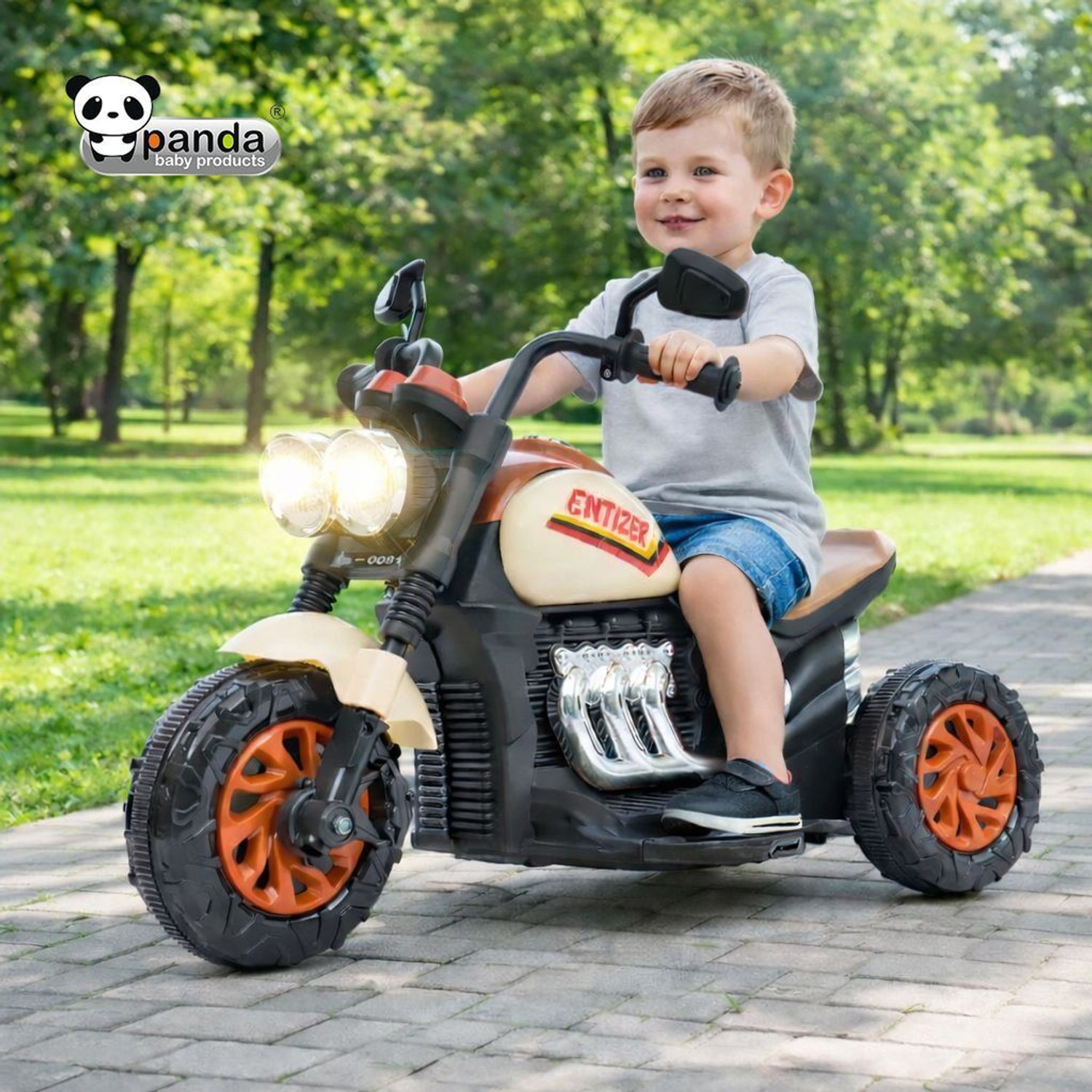 Image of PANDA BABY PRODUCTS Electric Ride-On Bike for Kids - Sport Edition with LED Lights & Training Wheels Bike Battery Operated Ride On