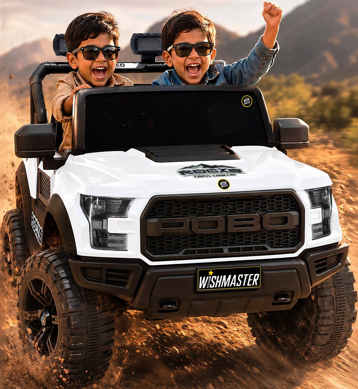 Wishmaster Kids Driving POBO 4x4 Car For 1-8 Years Manual Drive + Remote Control Big Jeep Battery Operated Ride On