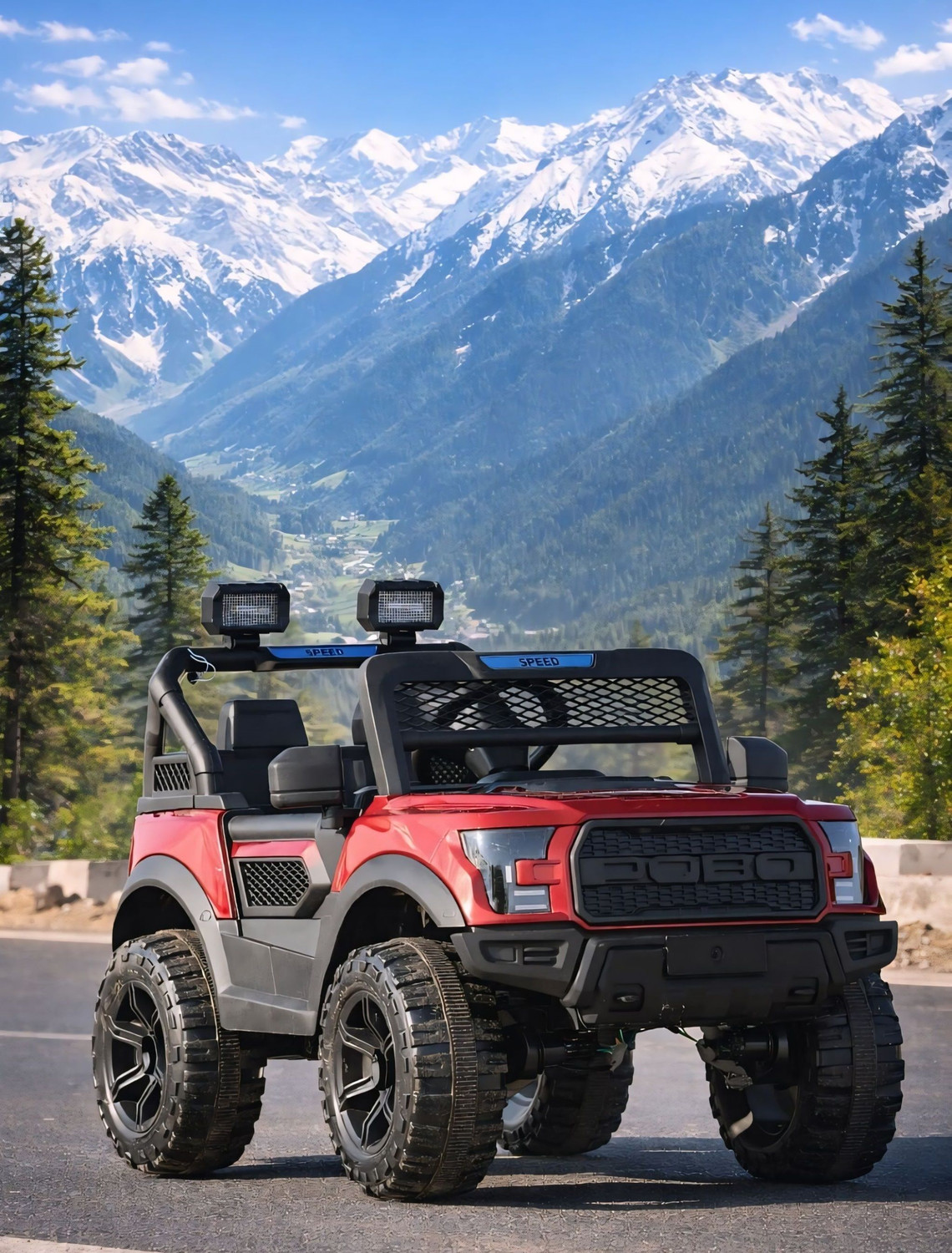 Image of Prabal POBO JEEP 4 Motors 4x4 (1-8Yrs) Driving-Remote, Mobile App + Manual Drive Jeep Battery Operated Ride On