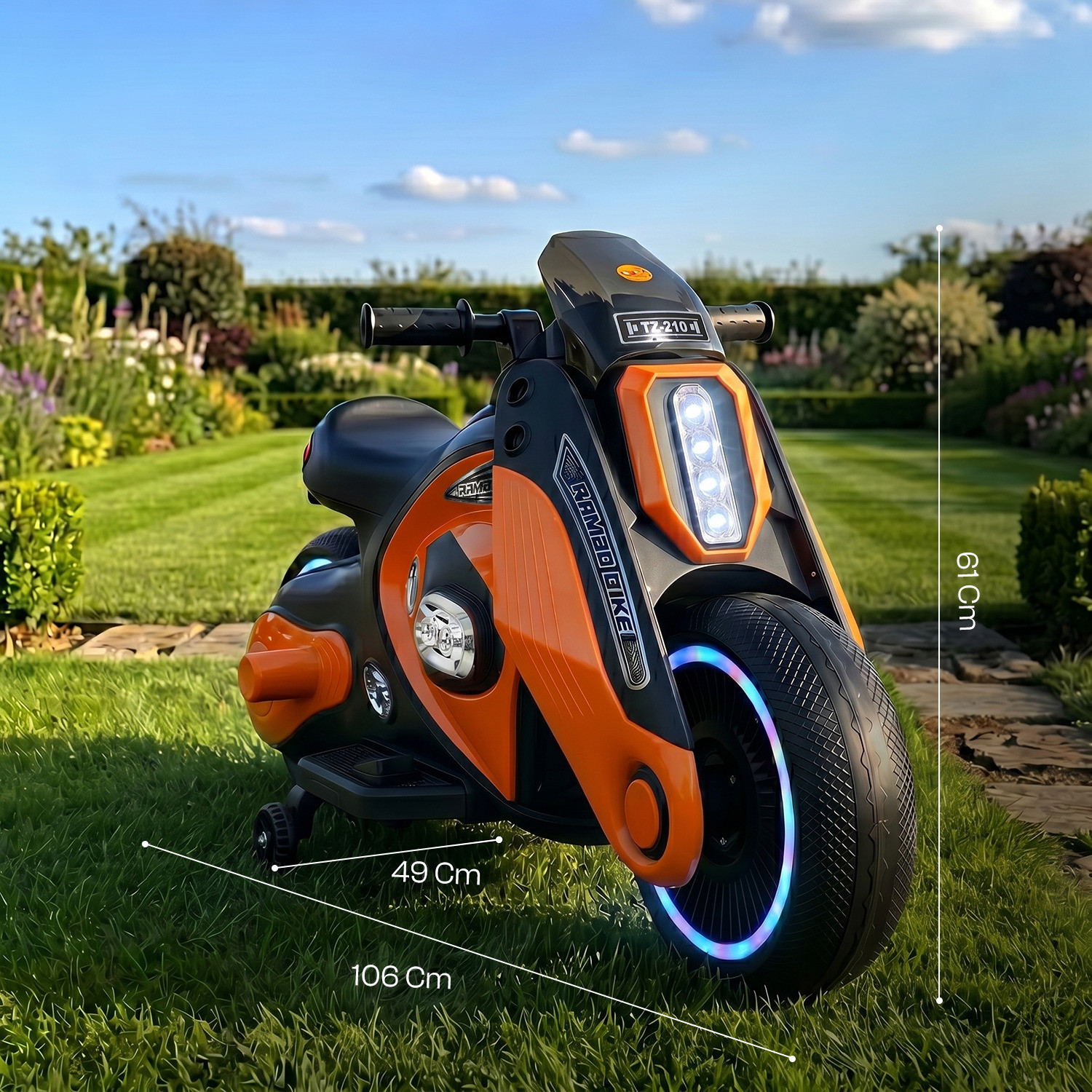Image of kidznation Rambo Electric Bike with Lights in Wheels I Electric Bike for Kids Bike Battery Operated Ride On