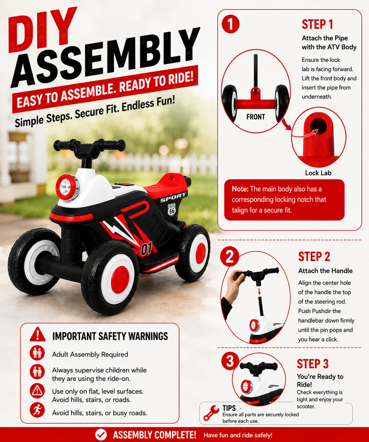 Image of Miss & Chief Zoom Car ATV, Battery operated with light & music,MP3 player, bluetooth & USB Car Battery Operated Ride On