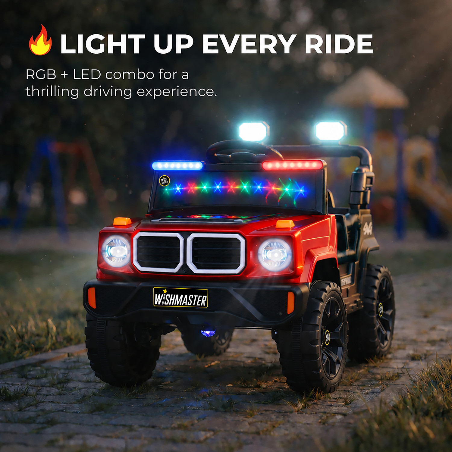 Image of Wishmaster 4x4 Kids Electric Ride-On Car with Remote Control, Mobile App & Manual Drive Car Battery Operated Ride On