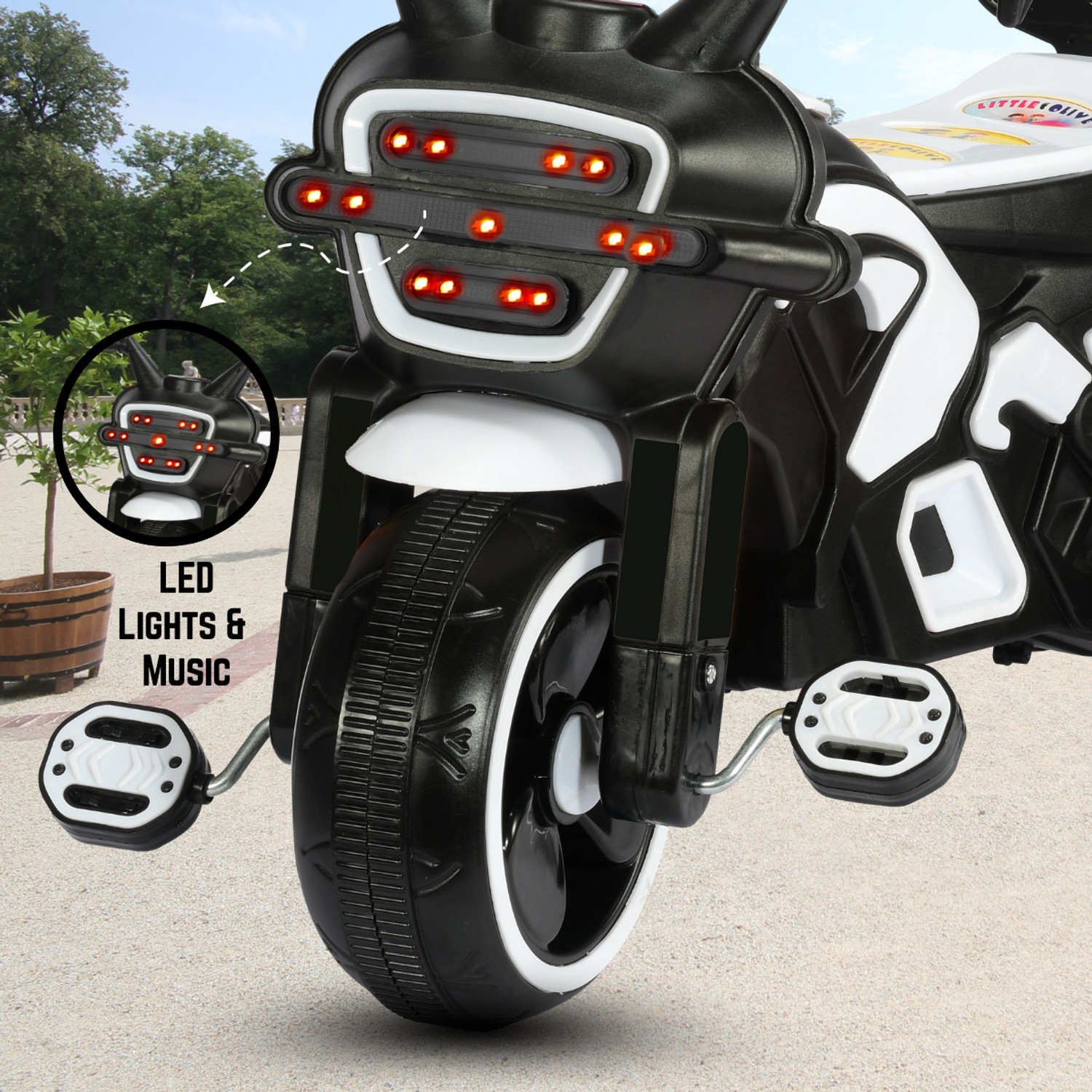 Image of Little Olive RideOn Ranger Bike Pedal Tricycles for Kids 1-3 Years Rideons & Wagons Battery Operated Ride On (White)