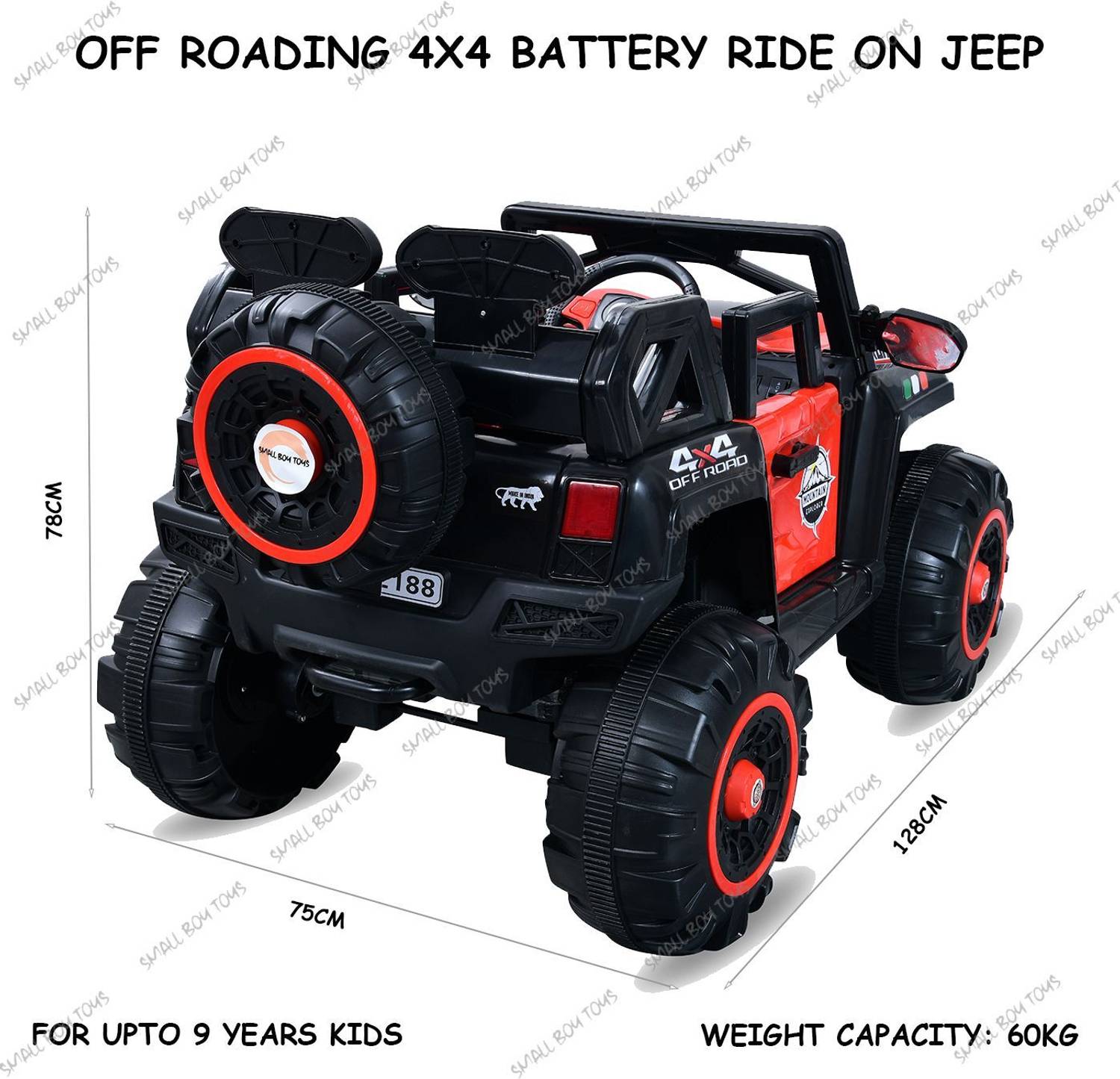 CLAYBORN 2188 Red Monster Battery Ride-On Jeep - Image 3