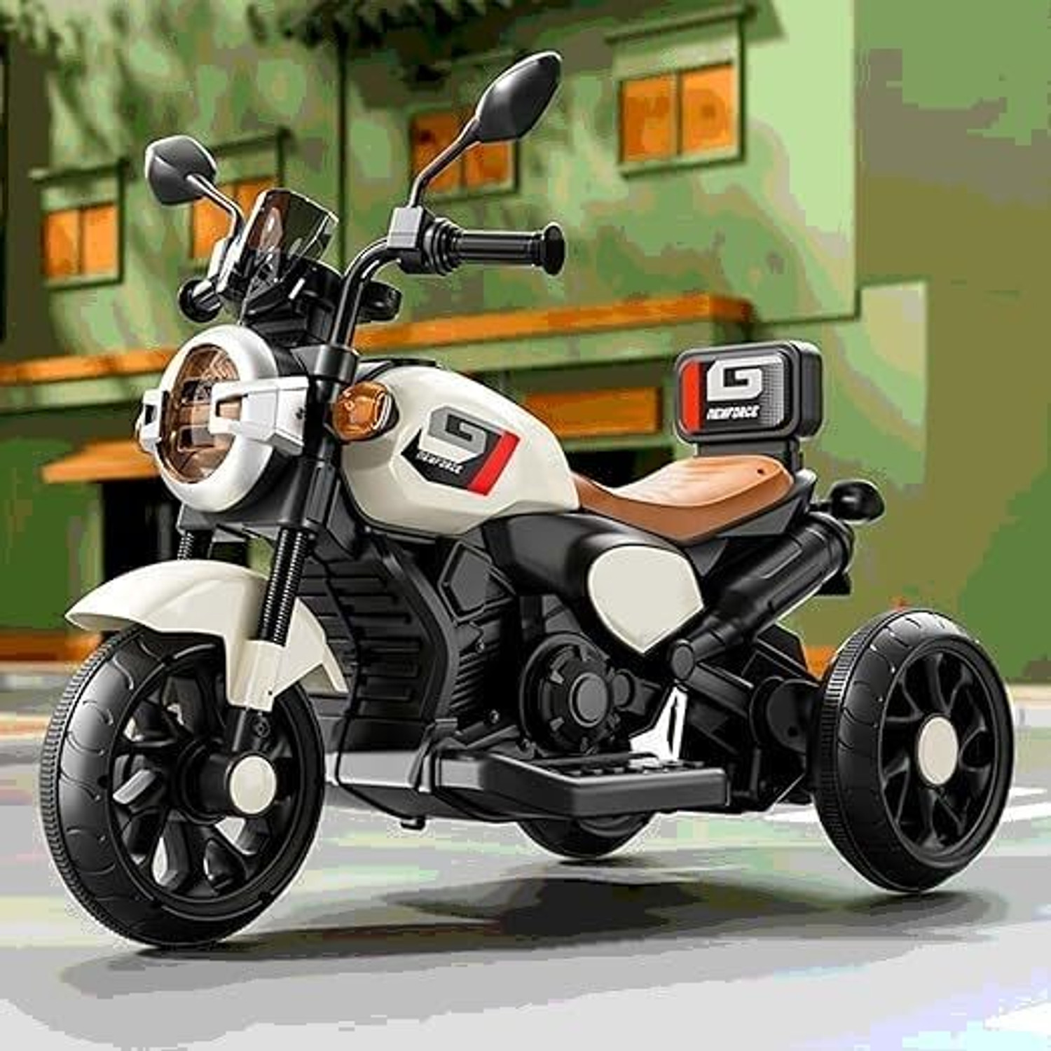 Image of Kiddy Nation RYDER 6V Electric Ride-On Bike for Kids with Bluetooth, LED Lights & Music Bike Battery Operated Ride On