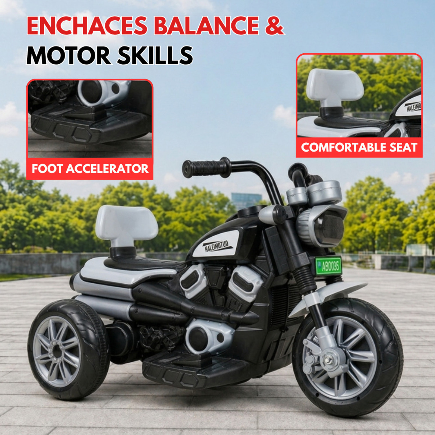 Image of A+13 TOYS Haleimotuo Battery Operated Bike for Kids with Music & LED Headlight Bike Battery Operated Ride On